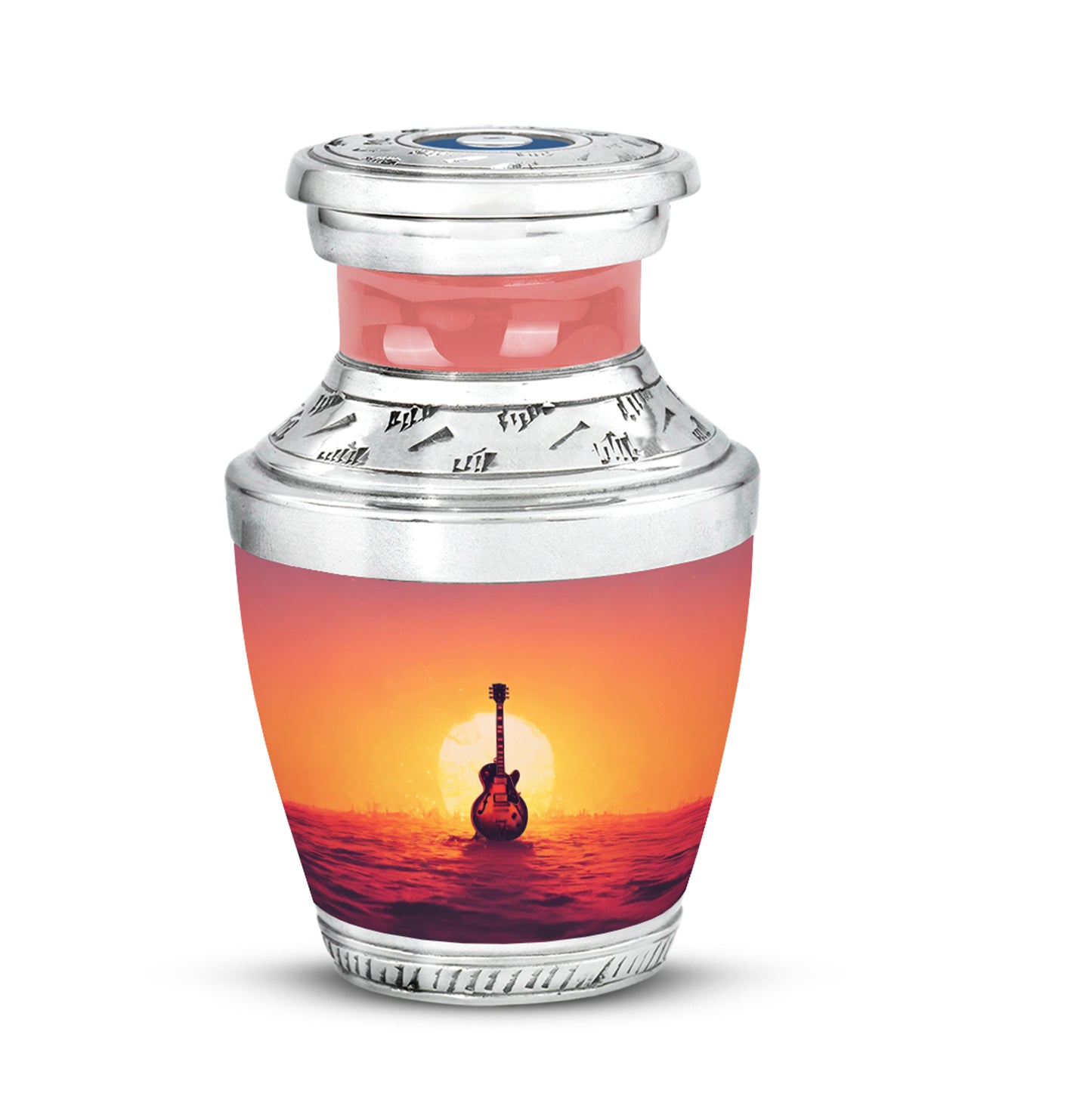 Red Sacred Guitar Cremation Urns for Human Ashes - 10-inch, 200 cu in - Yatskia