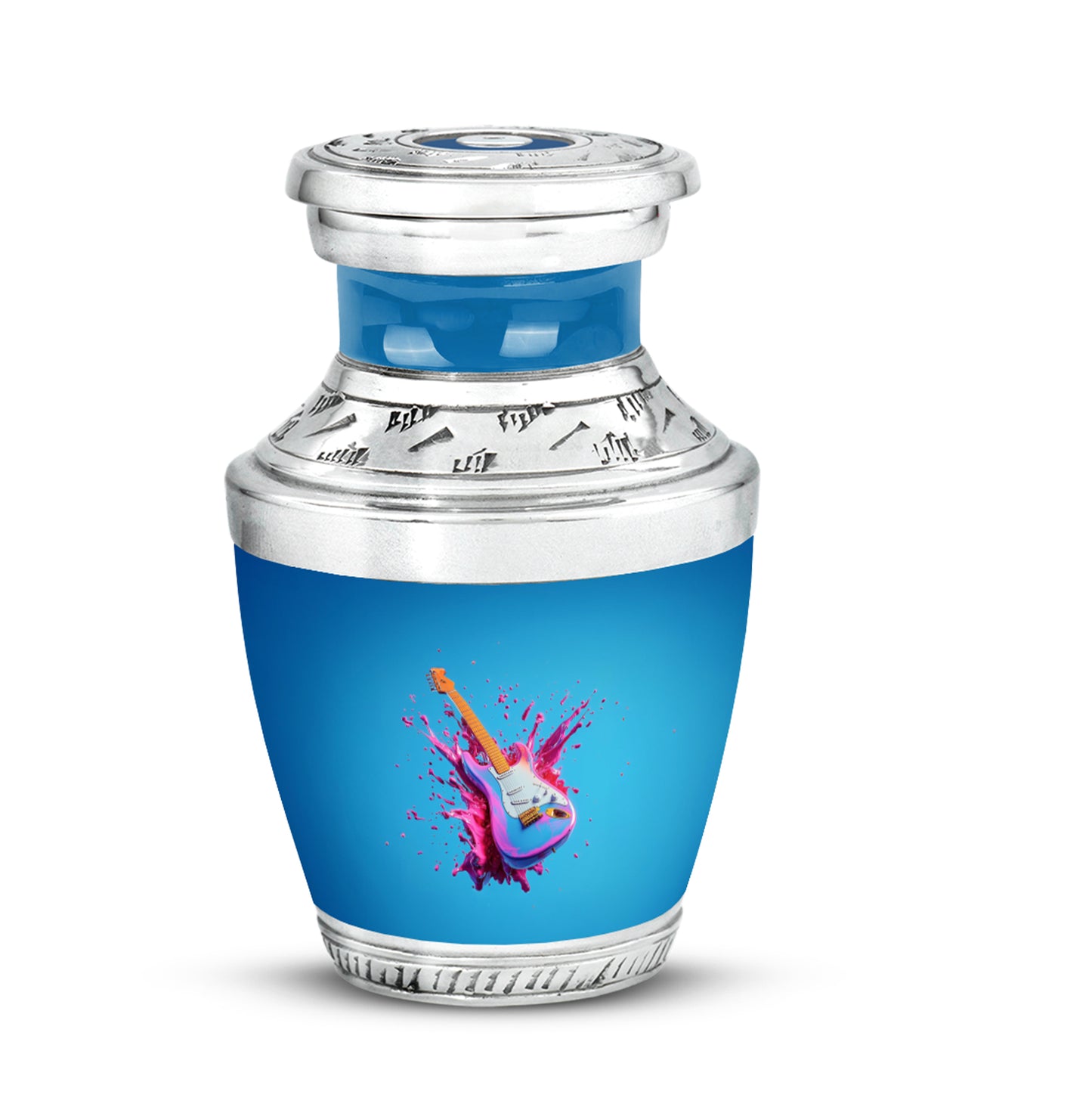 Blue Guitar Cremation Urns - Honored Commemoration 10-inch, 200 cu in - Yatskia