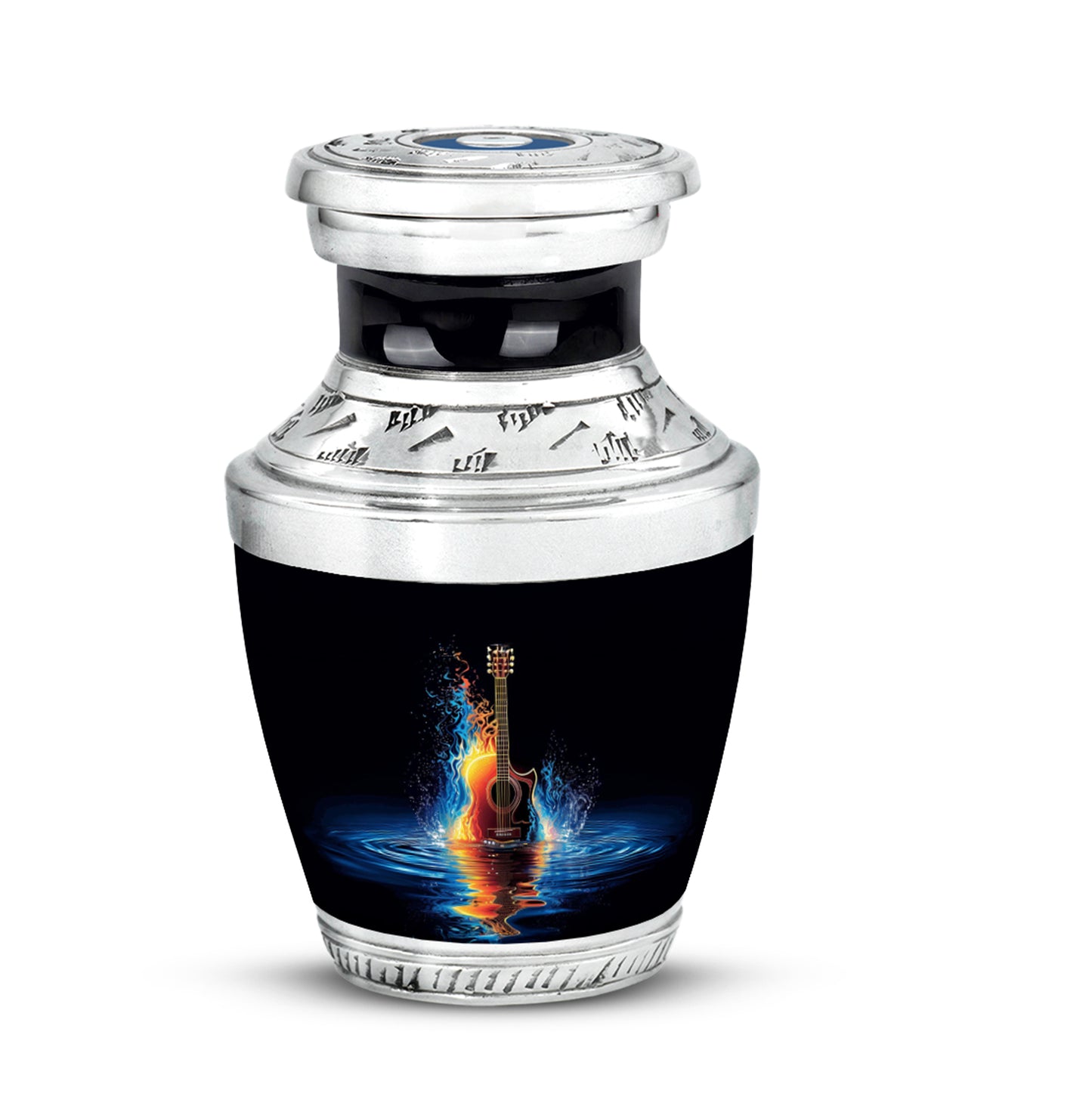 Lustrous Guitar Cremation Urns for Human Ashes - Black 10-inch - Yatskia