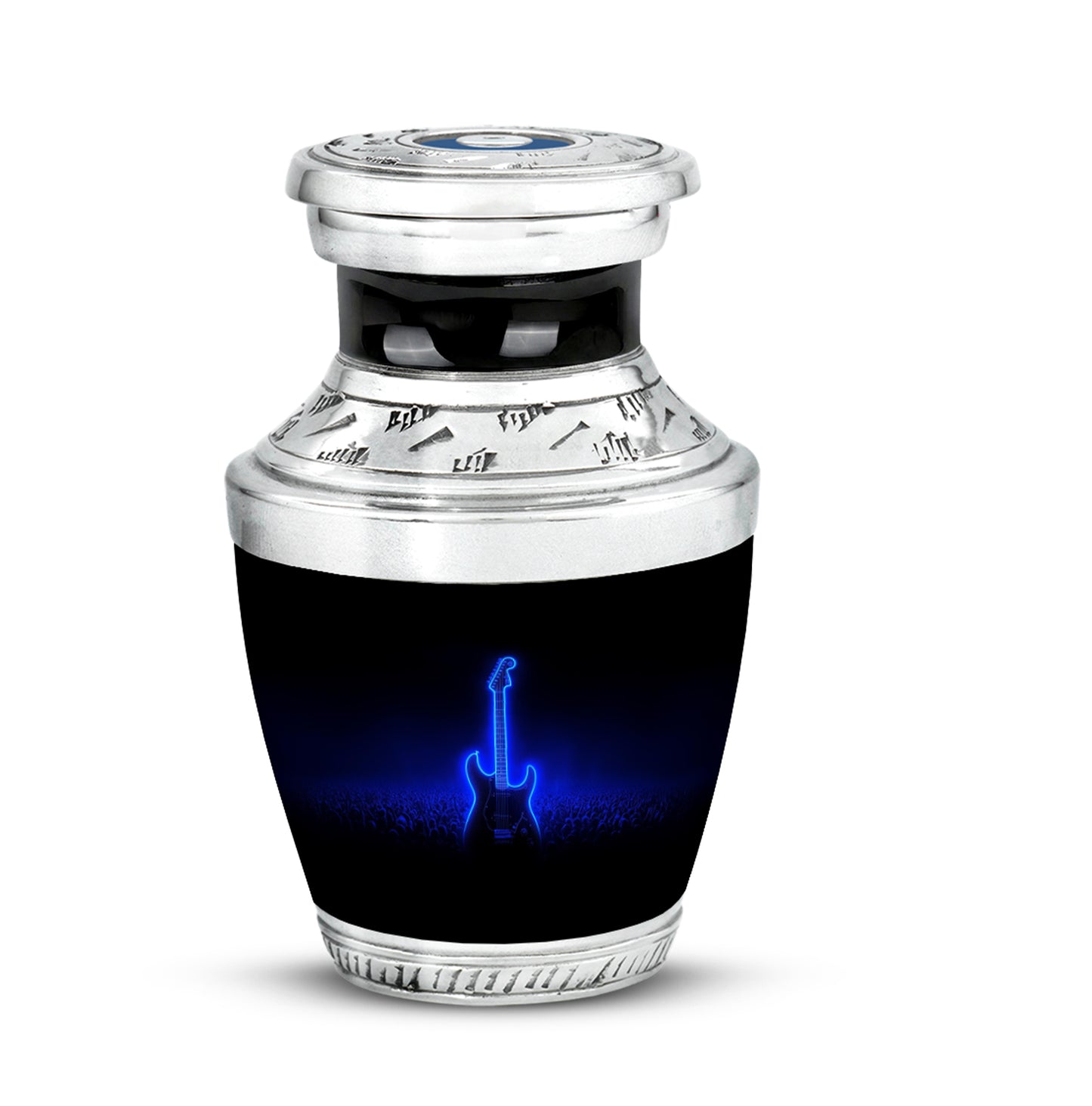 Personalized Guitar Cremation Urns - Soothing Black 10-inch, 200 cu in - Yatskia