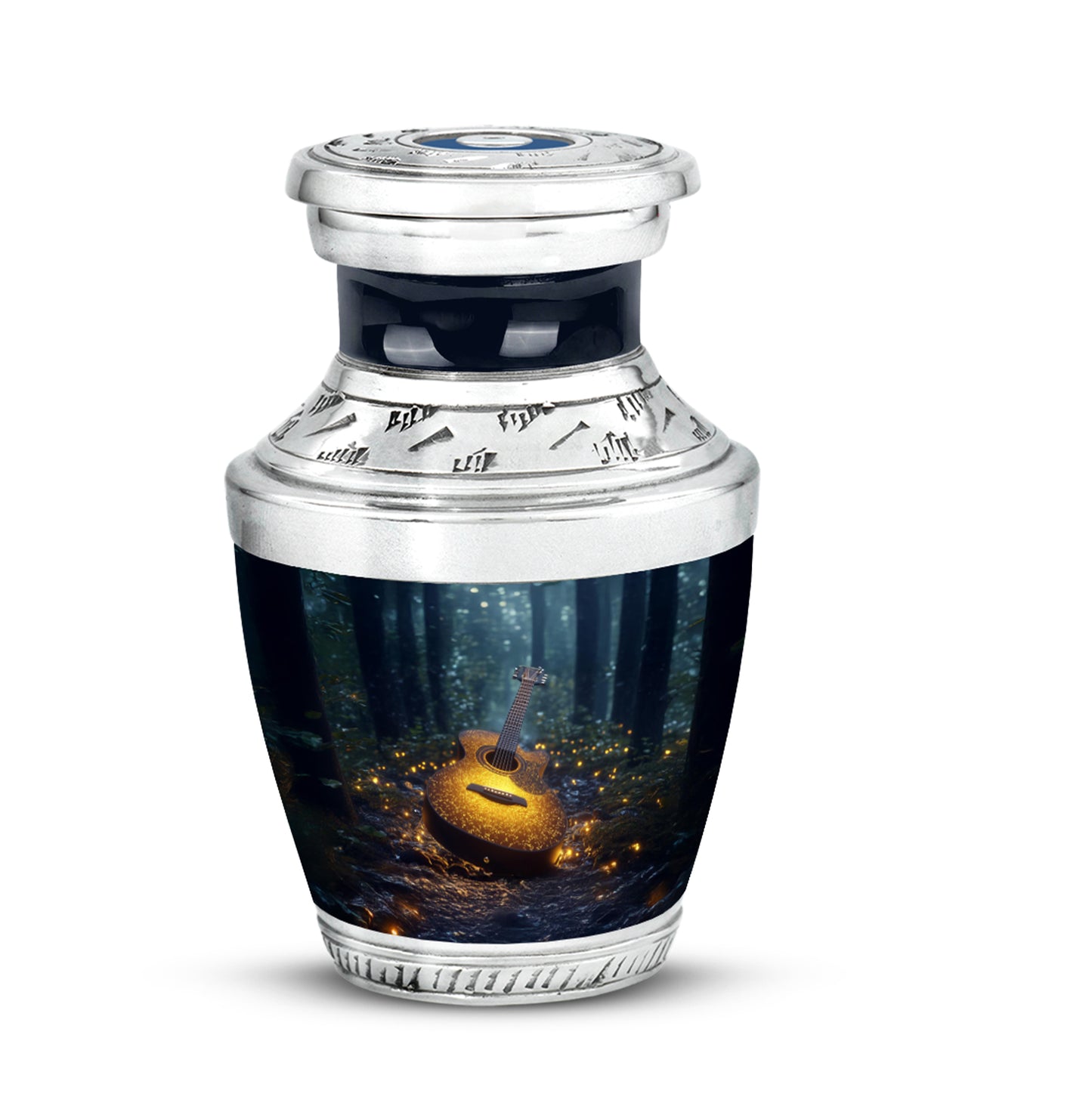 Lustrous Guitar Cremation Urns for Human Ashes - Blue 10-inch - Yatskia