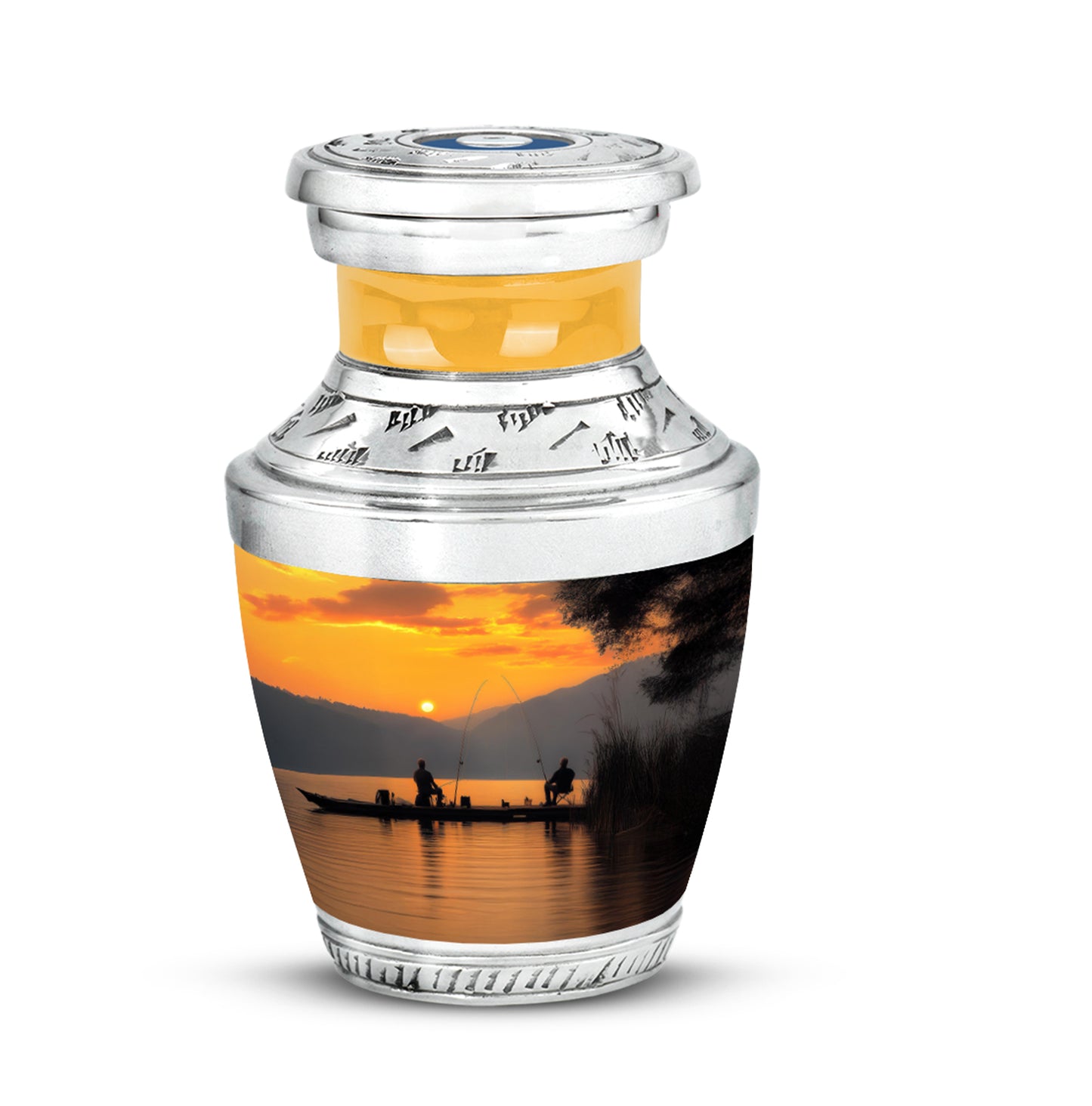 Dignified Gold Fishing Cremation Urn for Ashes - 10-inch, 200 cu in - Yatskia