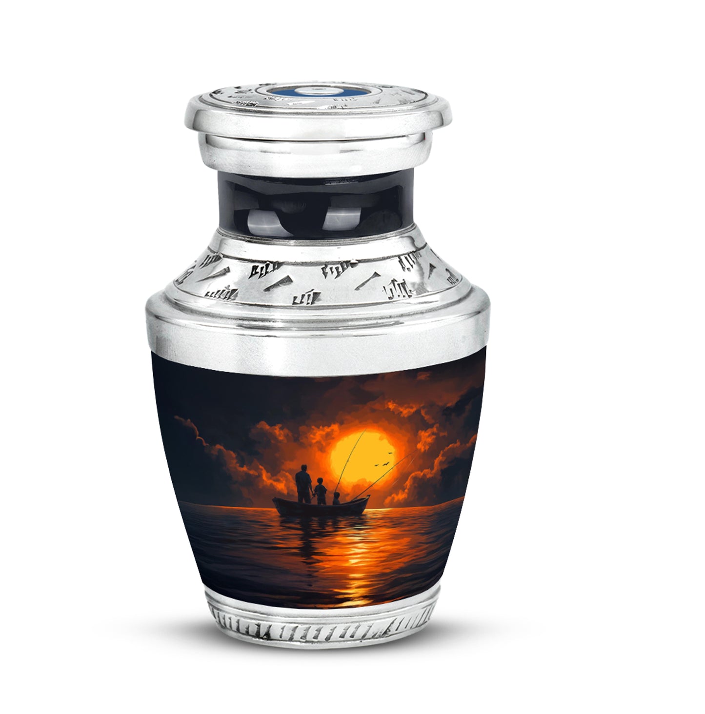 Personalized Magnificent Fishing Cremation Urns - Blue 10-inch, 200 cu in - Yatskia