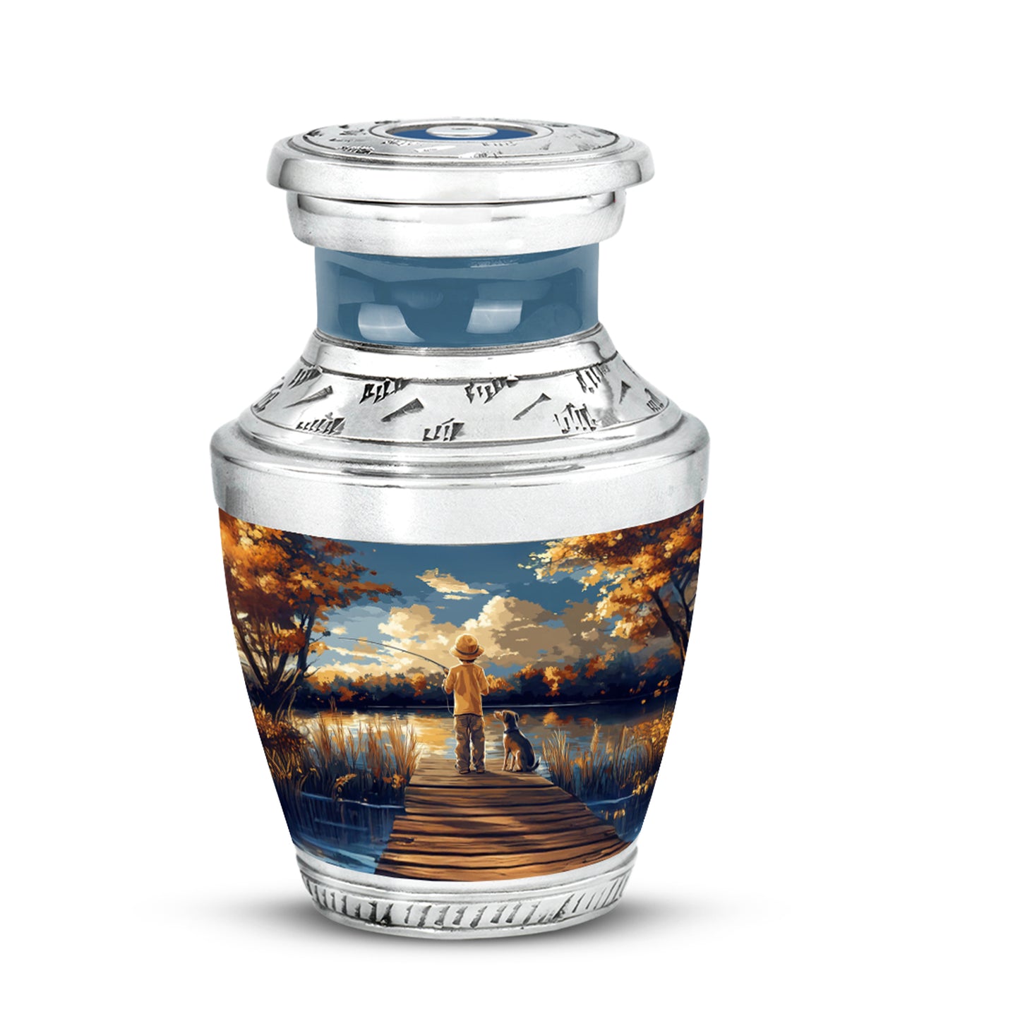 Blue Fishing Cremation Urns - Opulent Sanctuary 10-inch, 200 cu in - Yatskia