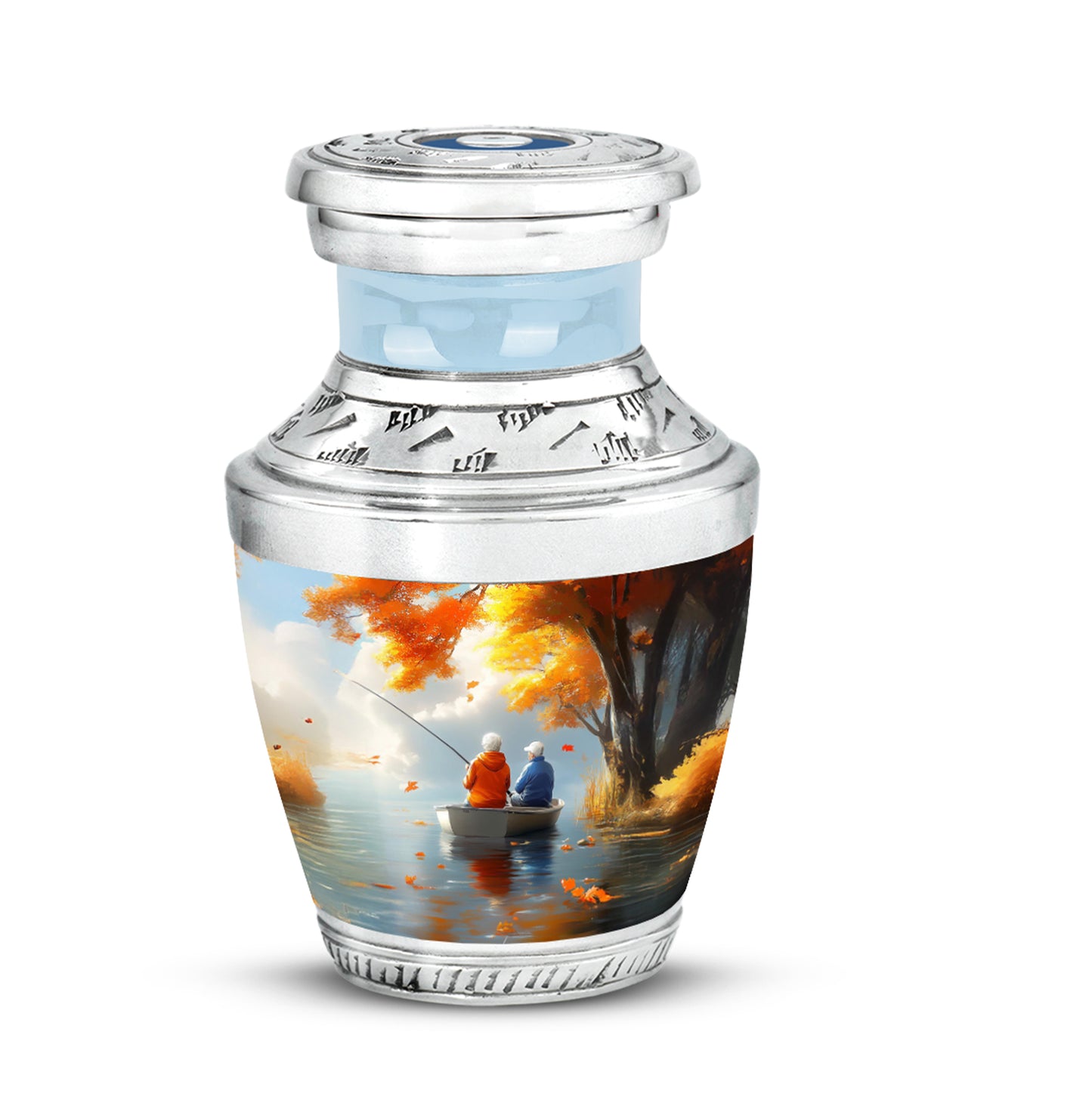 Gold Stately Fishing Cremation Urns for Human Ashes - 10-inch, 200 cu in - Yatskia