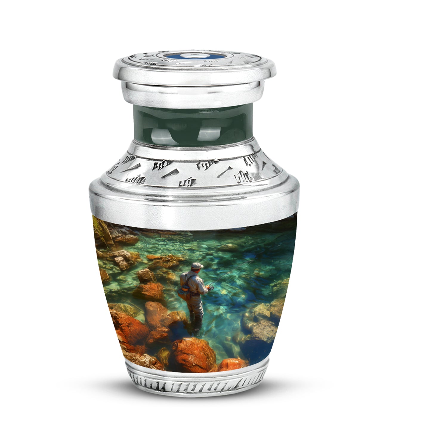 Personalized Green Fishing Cremation Urns for Ashes - Captivating 10-inch - Yatskia