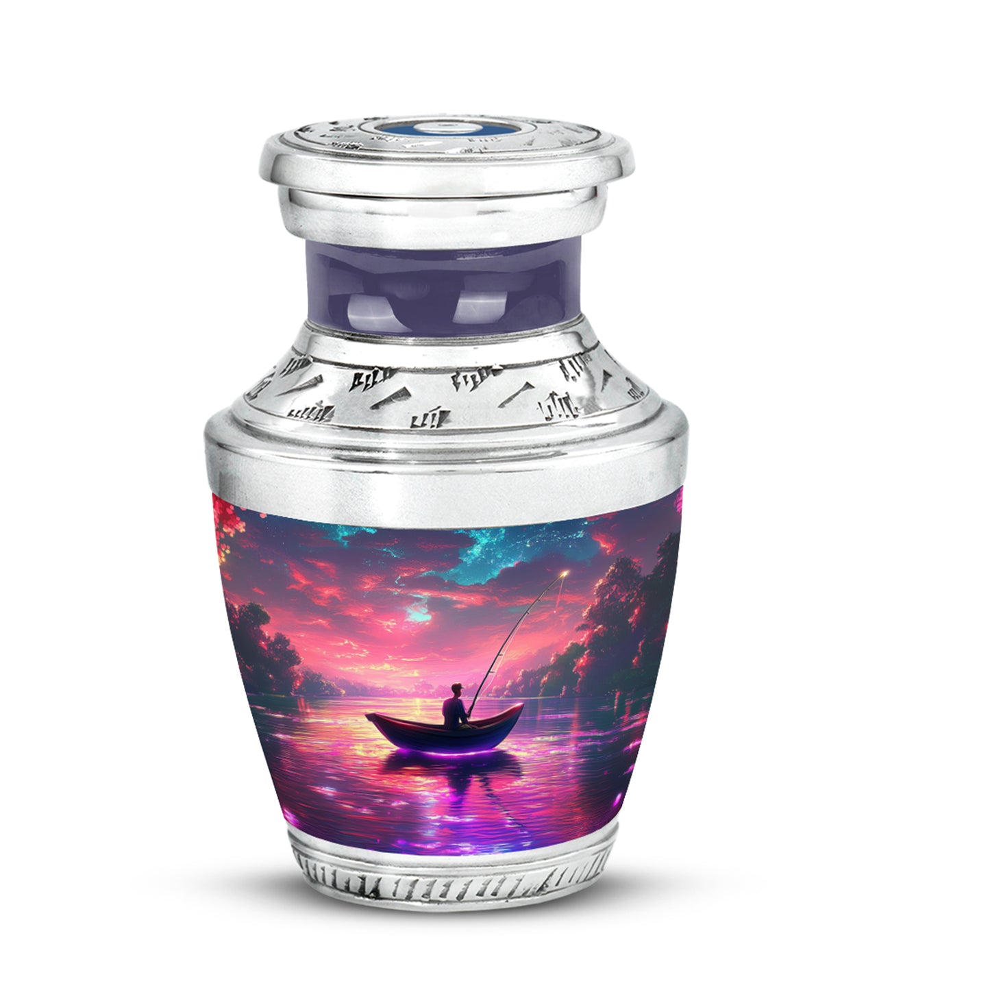 Personalized Pink Heavenly Fishing Cremation Urns for Human Ashes - 10-inch, 200 cu in - Yatskia