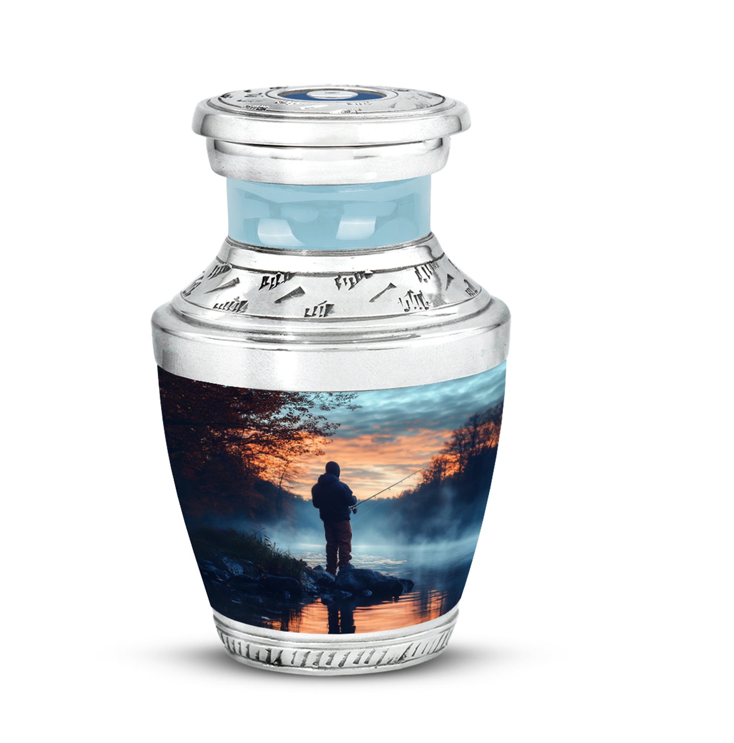 Personalized Fishing Cremation Urns - Eminent Blue 10-inch, 200 cu in - Yatskia