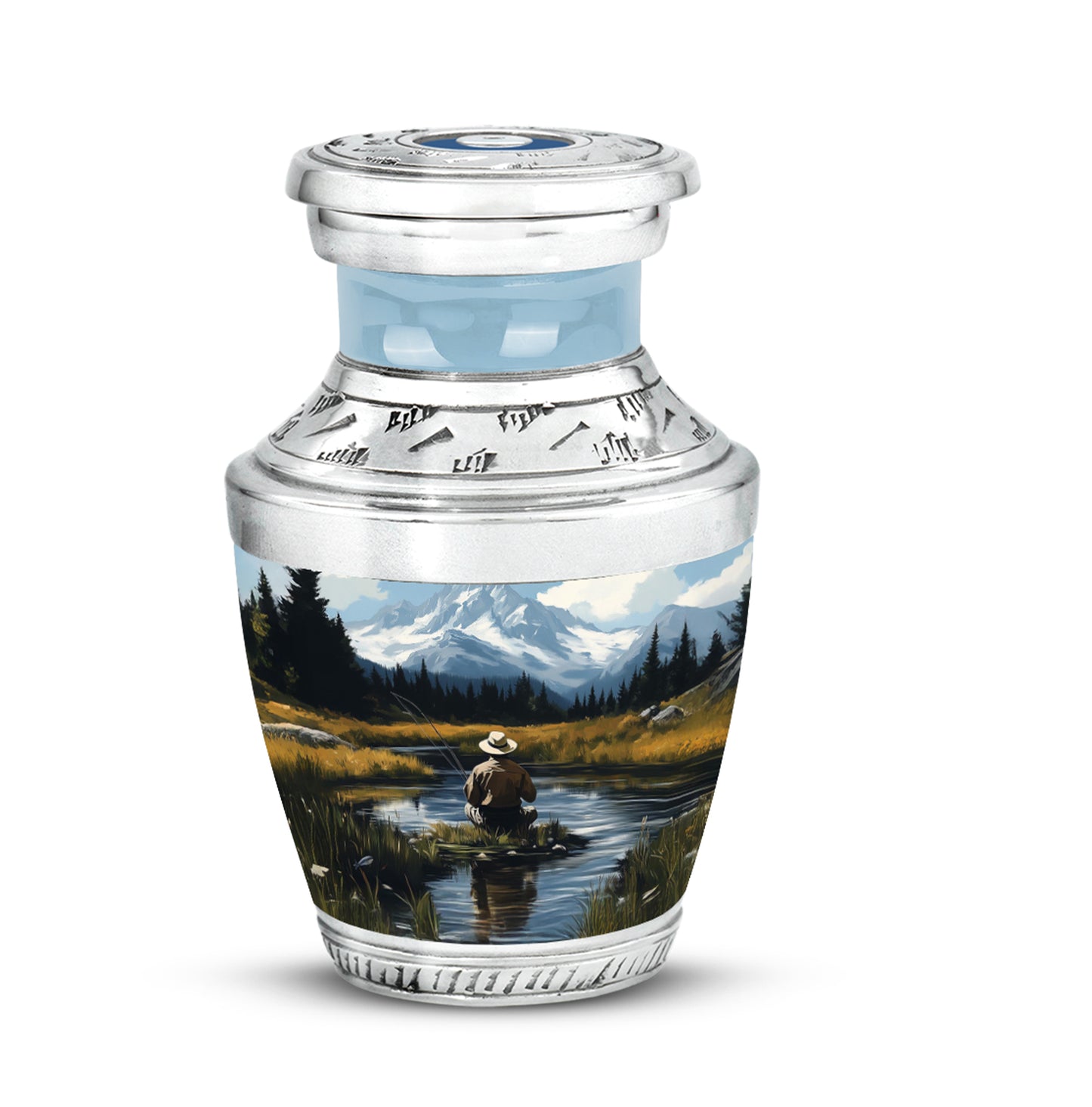 Personalized Fishing Cremation Urns - Pristine Blue 10-inch, 200 cu in - Yatskia