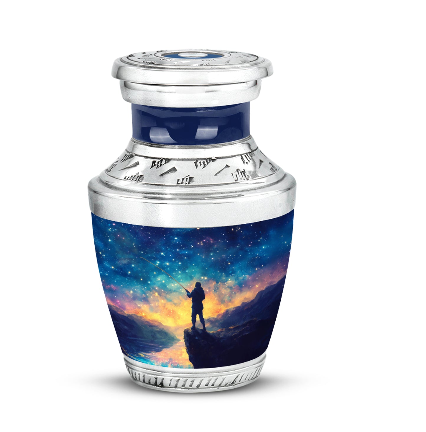 Divine Blue Fishing Cremation Urn for Ashes - 10-inch, 200 cu in - Yatskia