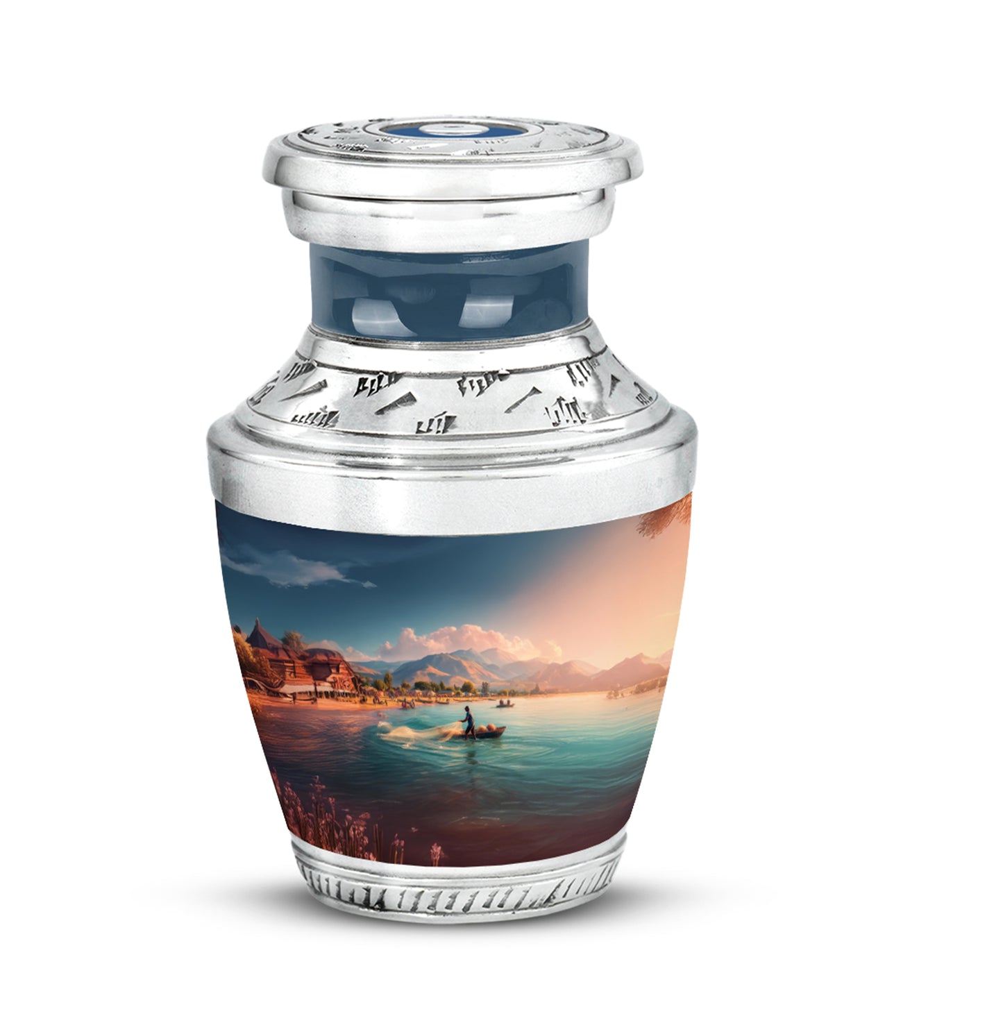 Blue Fishing Cremation Urns - Opulent Passage 10-inch, 200 cu in - Yatskia