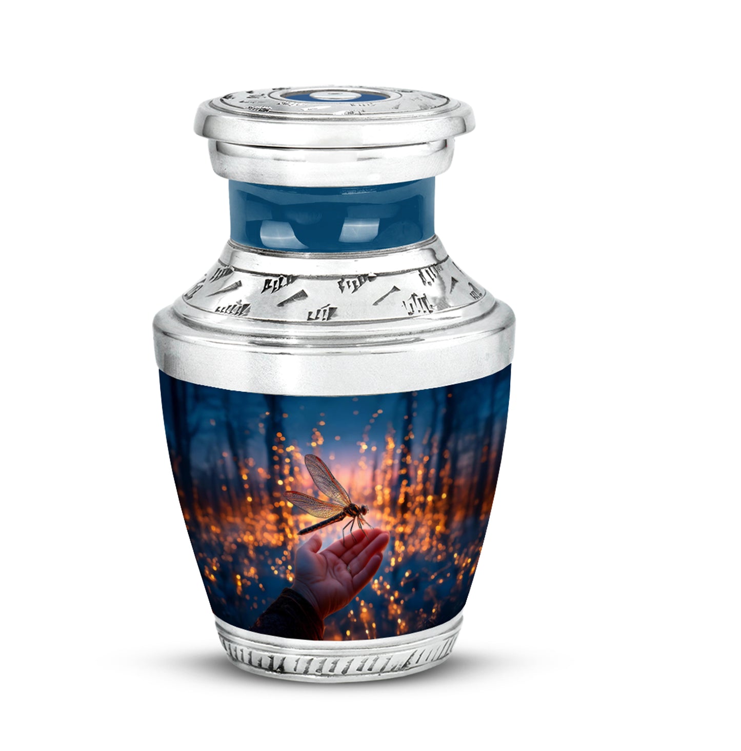 Personalized Elegant Dragonfly Cremation Urns - Blue 10-inch, 200 cu in - Yatskia