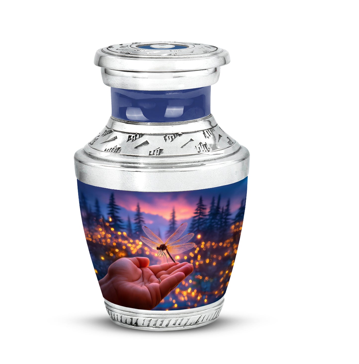 Distinguished Blue Dragonfly Cremation Urn for Ashes - 10-inch, 200 cu in - Yatskia