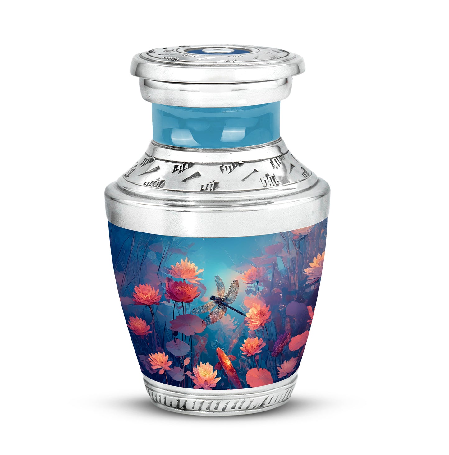 Personalized Teal Sovereign Dragonfly Cremation Urns for Human Ashes - 10-inch, 200 cu in - Yatskia