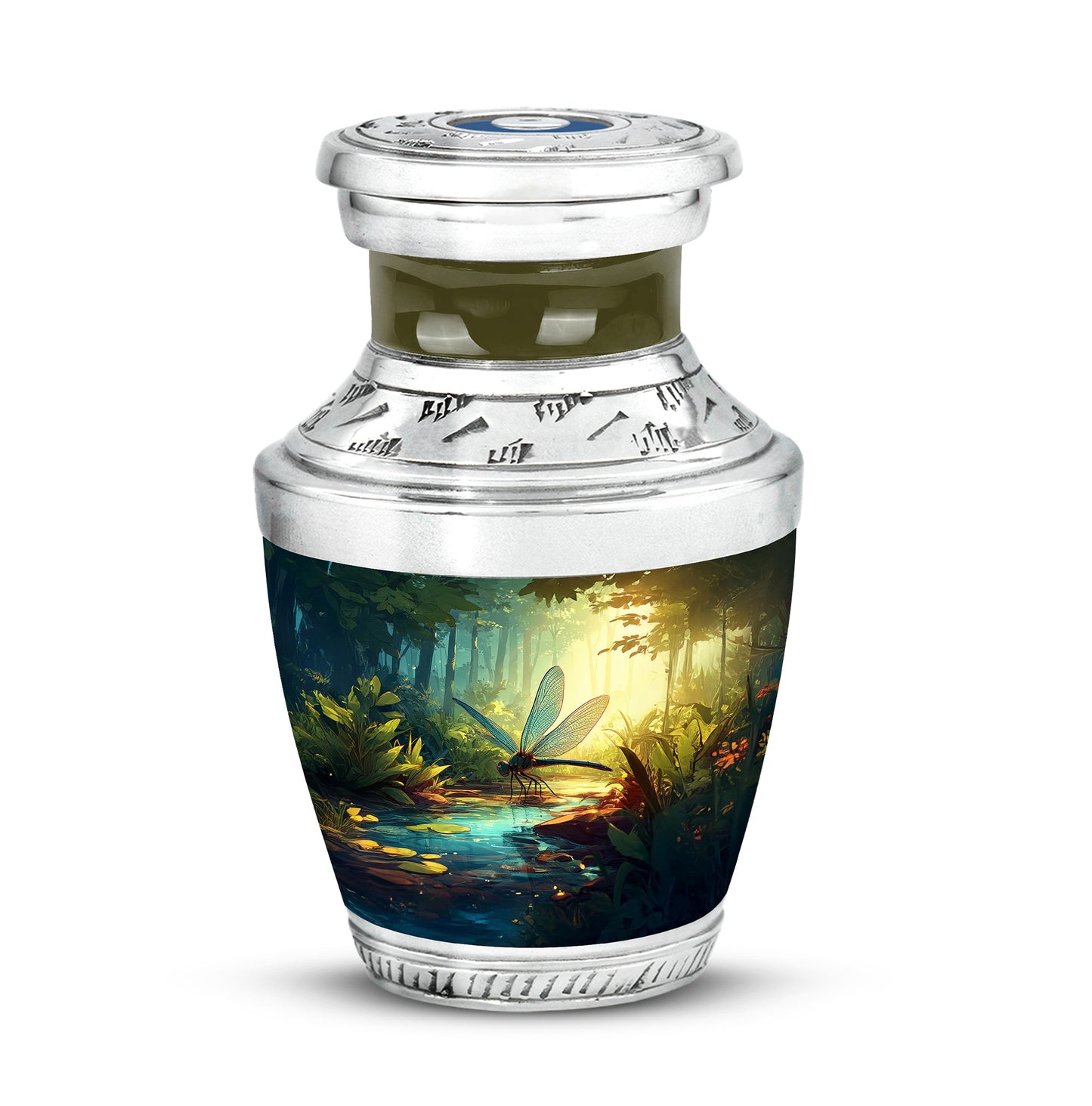 Divine Teal Dragonfly Cremation Urn for Ashes - 10-inch, 200 cu in - Yatskia