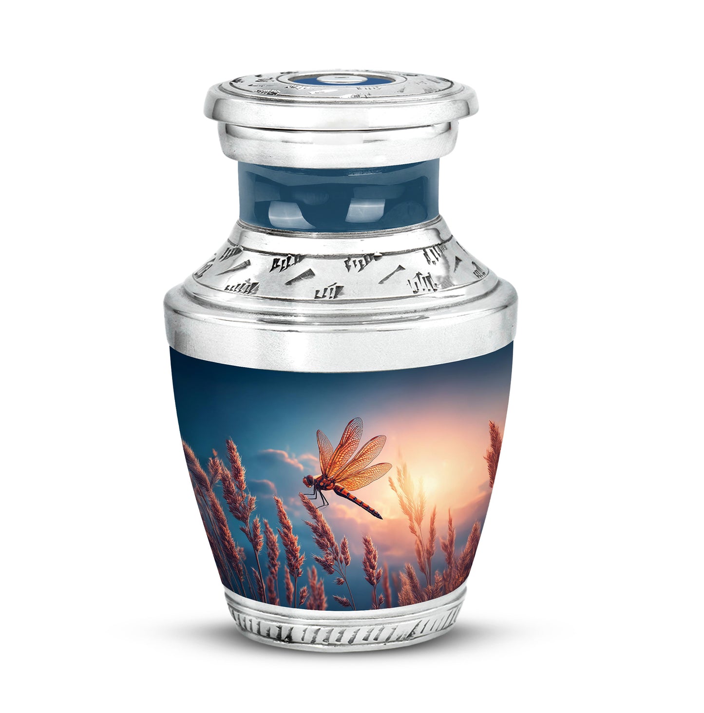 Blue Breathtaking Dragonfly Memorial Urn for Ashes - 10-inch, 200 cu in - Yatskia