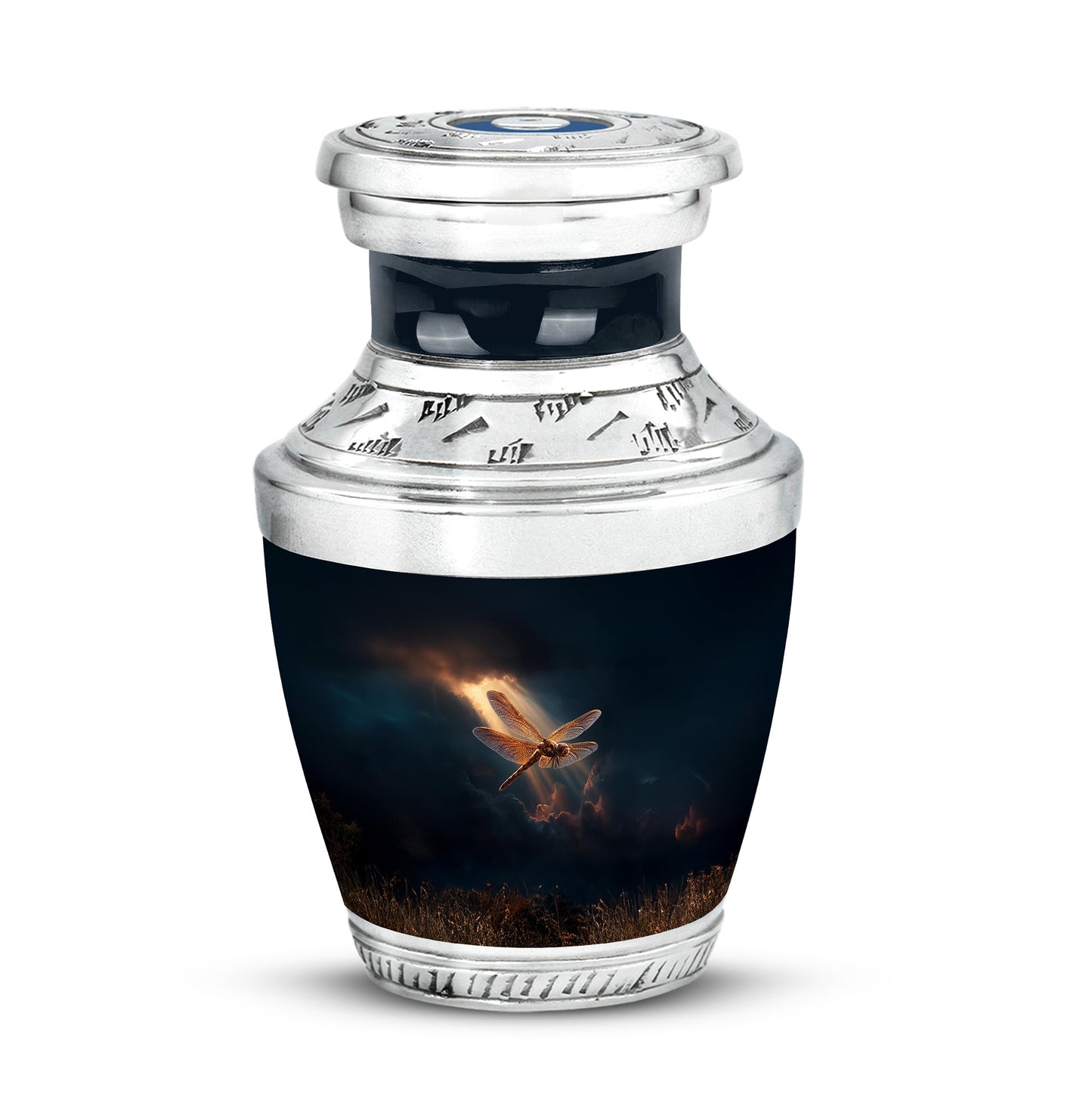 Lustrous Dragonfly Cremation Urns for Human Ashes - Blue 10-inch - Yatskia