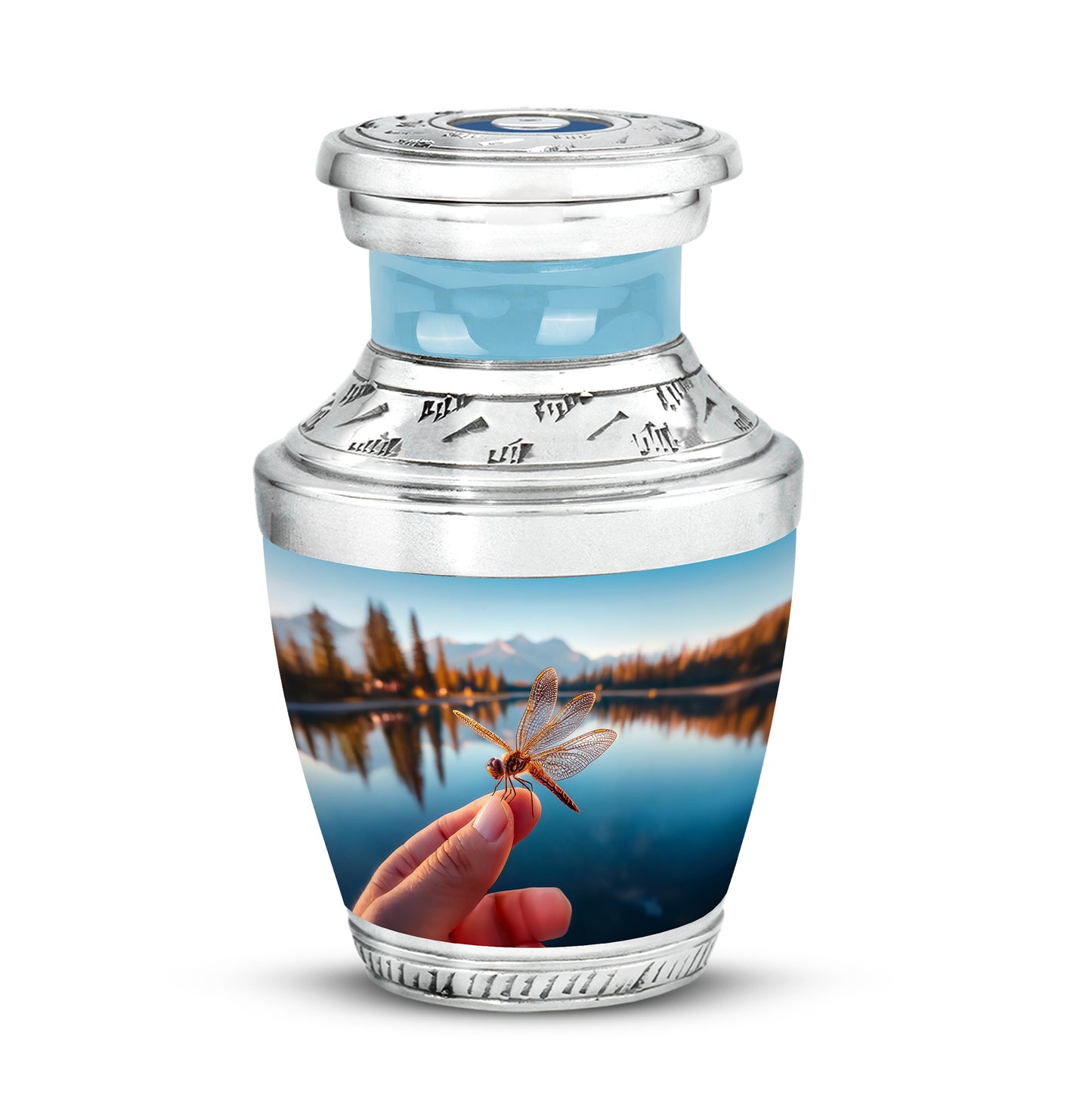 Personalized Dragonfly Cremation Urns - Pristine Blue 10-inch, 200 cu in - Yatskia