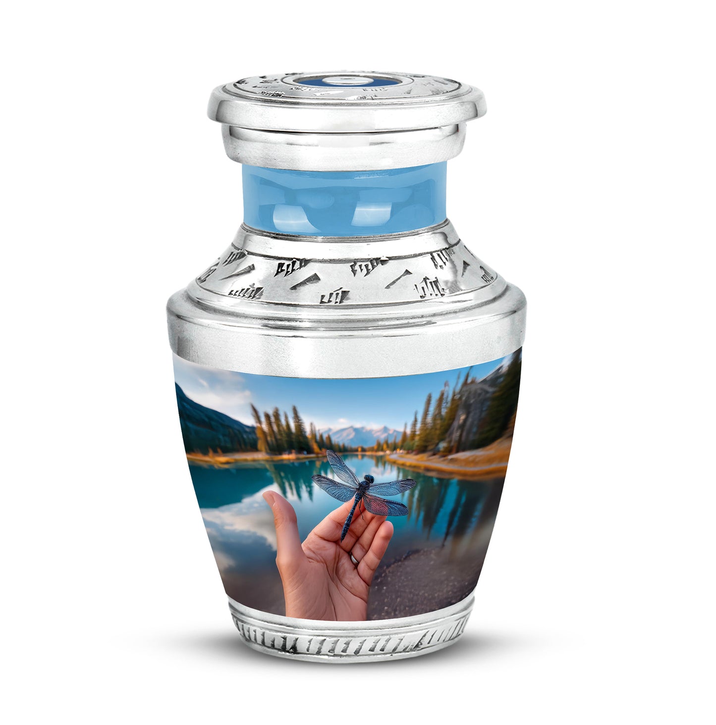 Personalized Blue Cherished Dragonfly Cremation Urns for Human Ashes - 10-inch, 200 cu in - Yatskia