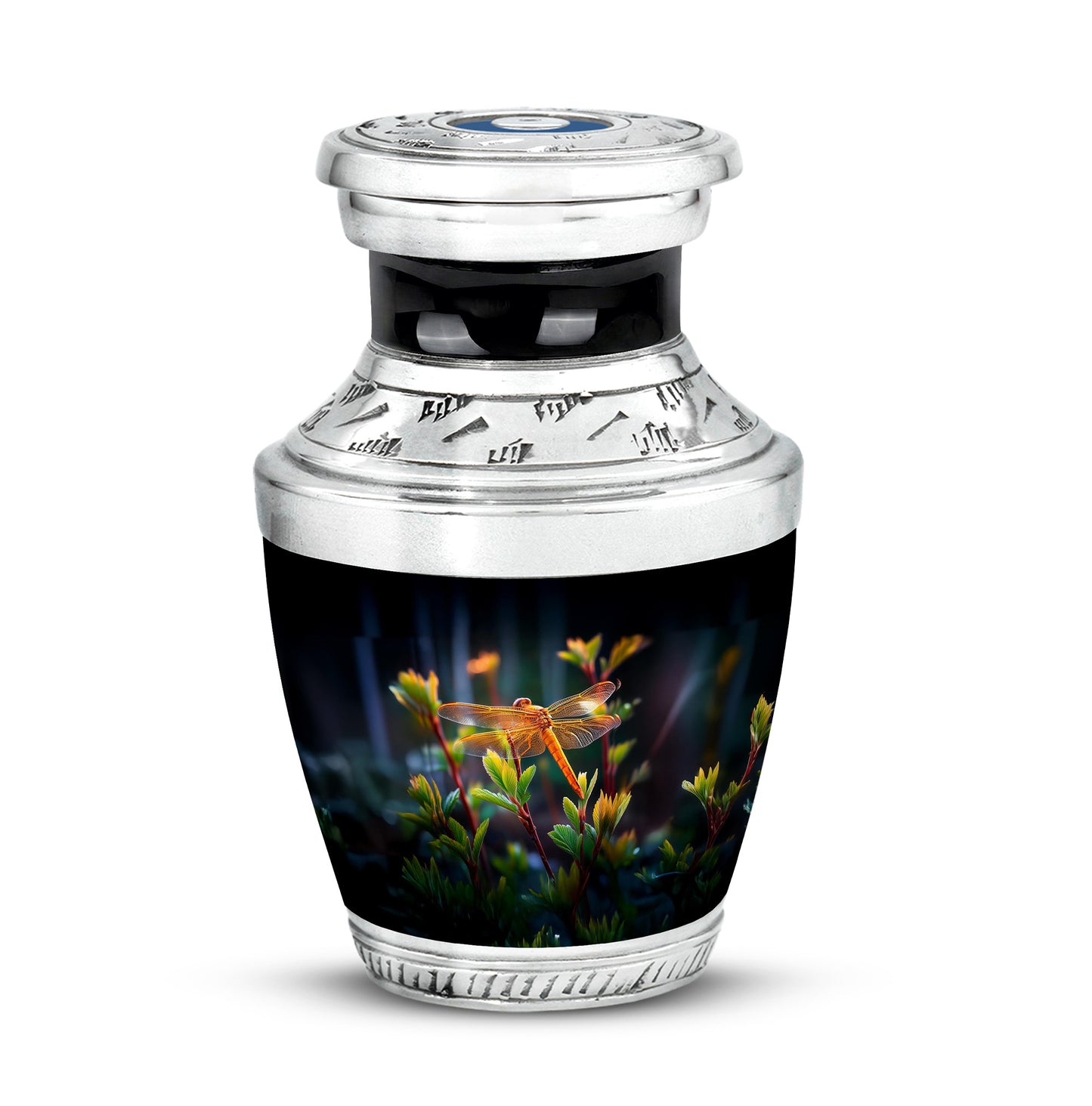 Personalized Black Cherished Dragonfly Cremation Urns for Human Ashes - 10-inch, 200 cu in - Yatskia