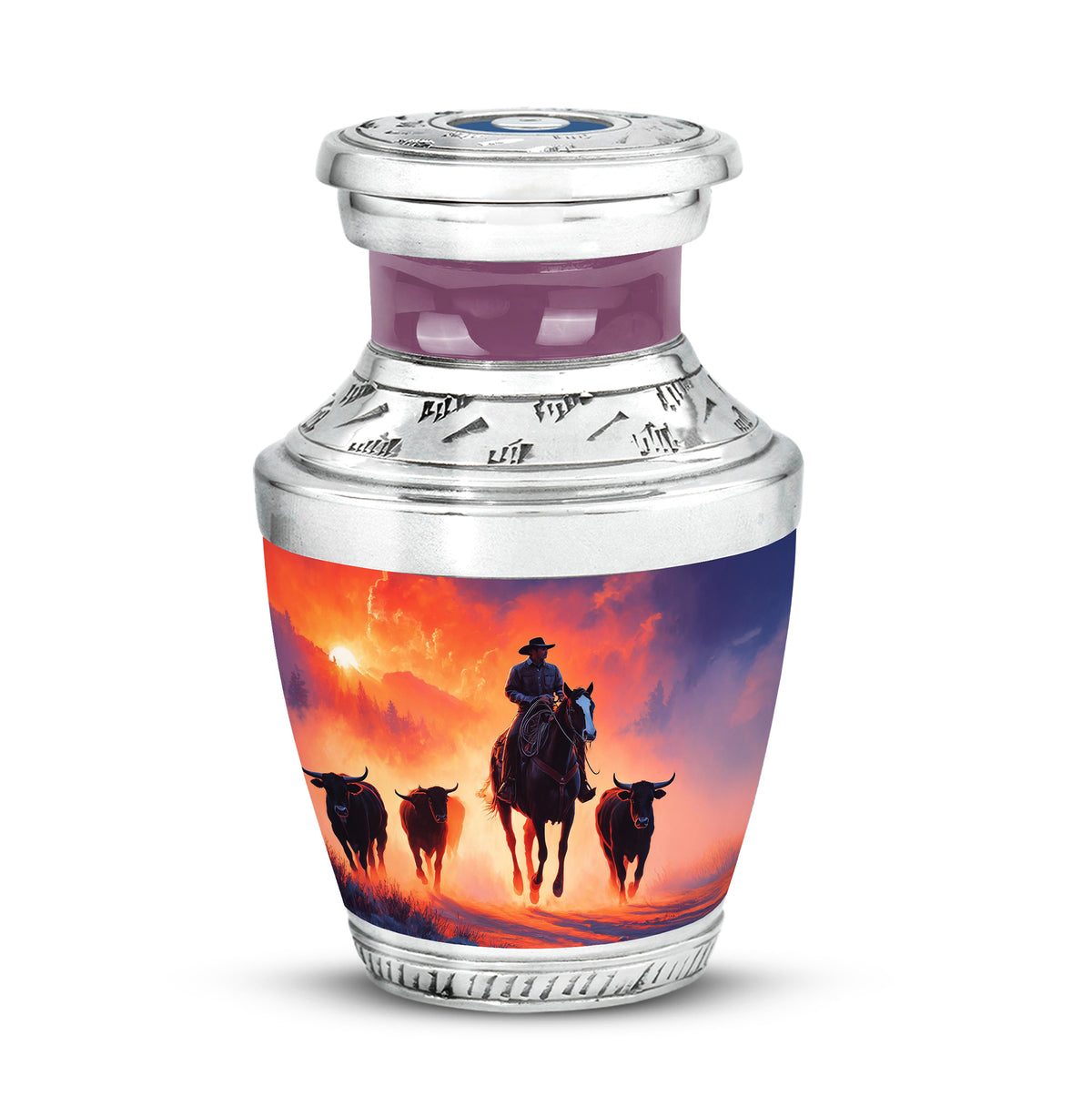 Personalized Elegant Cowboy Cremation Urns - Purple - Yatskia