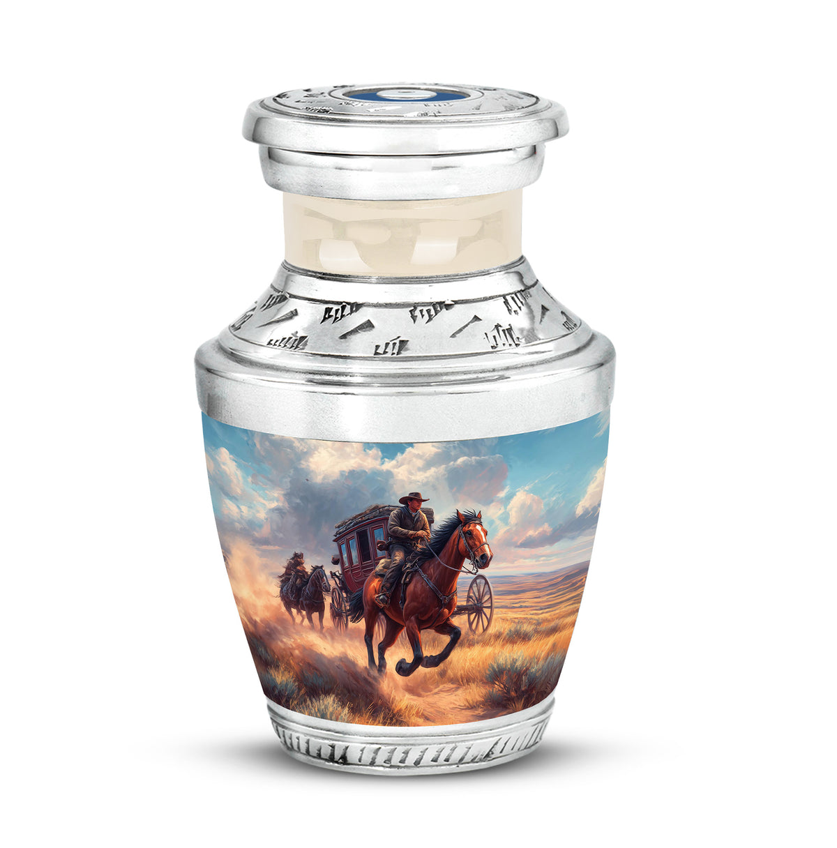 Ethereal Cowboy Memorial Cremation Urns - Blue - Yatskia