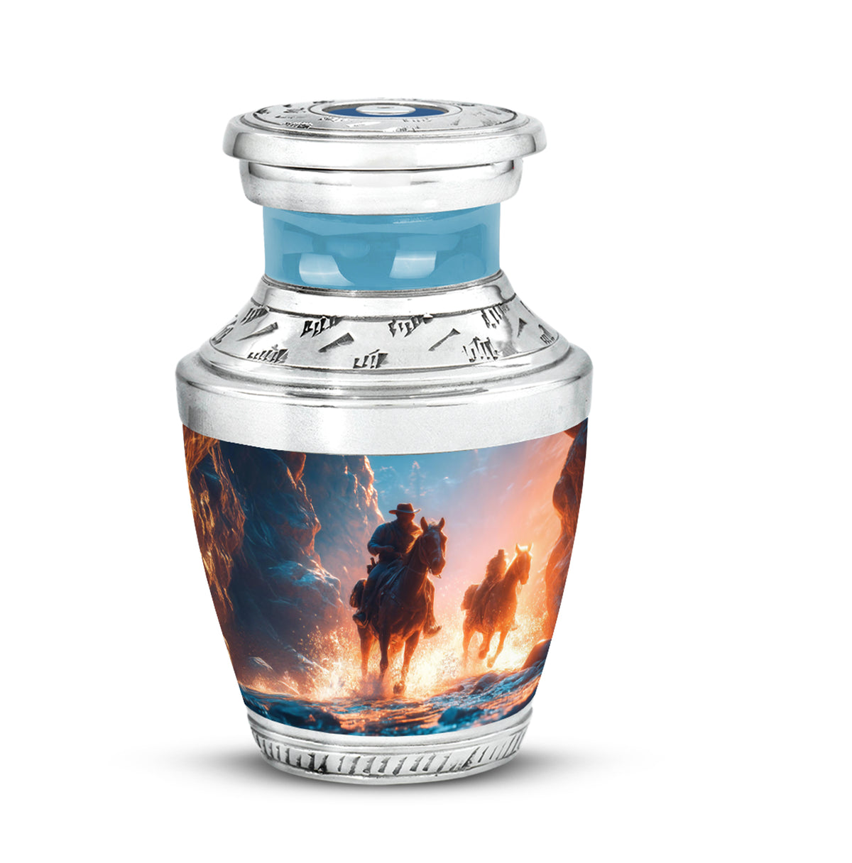 Blue Comforting Cowboy Memorial Urn for Ashes - Yatskia