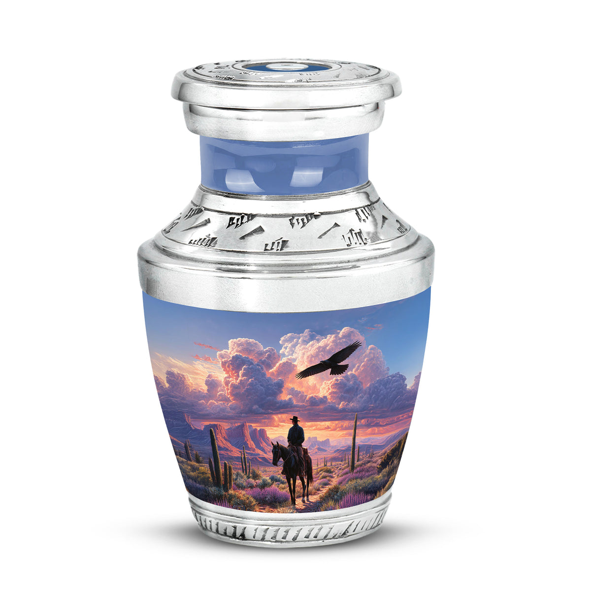 Personalized Cowboy Cremation Urns - Pristine Blue - Yatskia