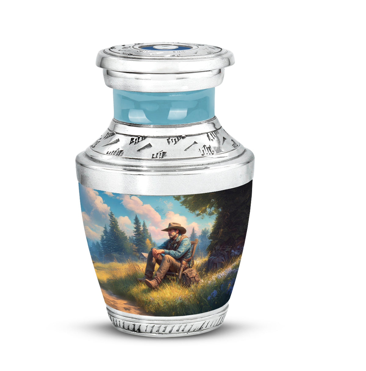 Personalized Cowboy Cremation Urns - Wondrous Teal - Yatskia