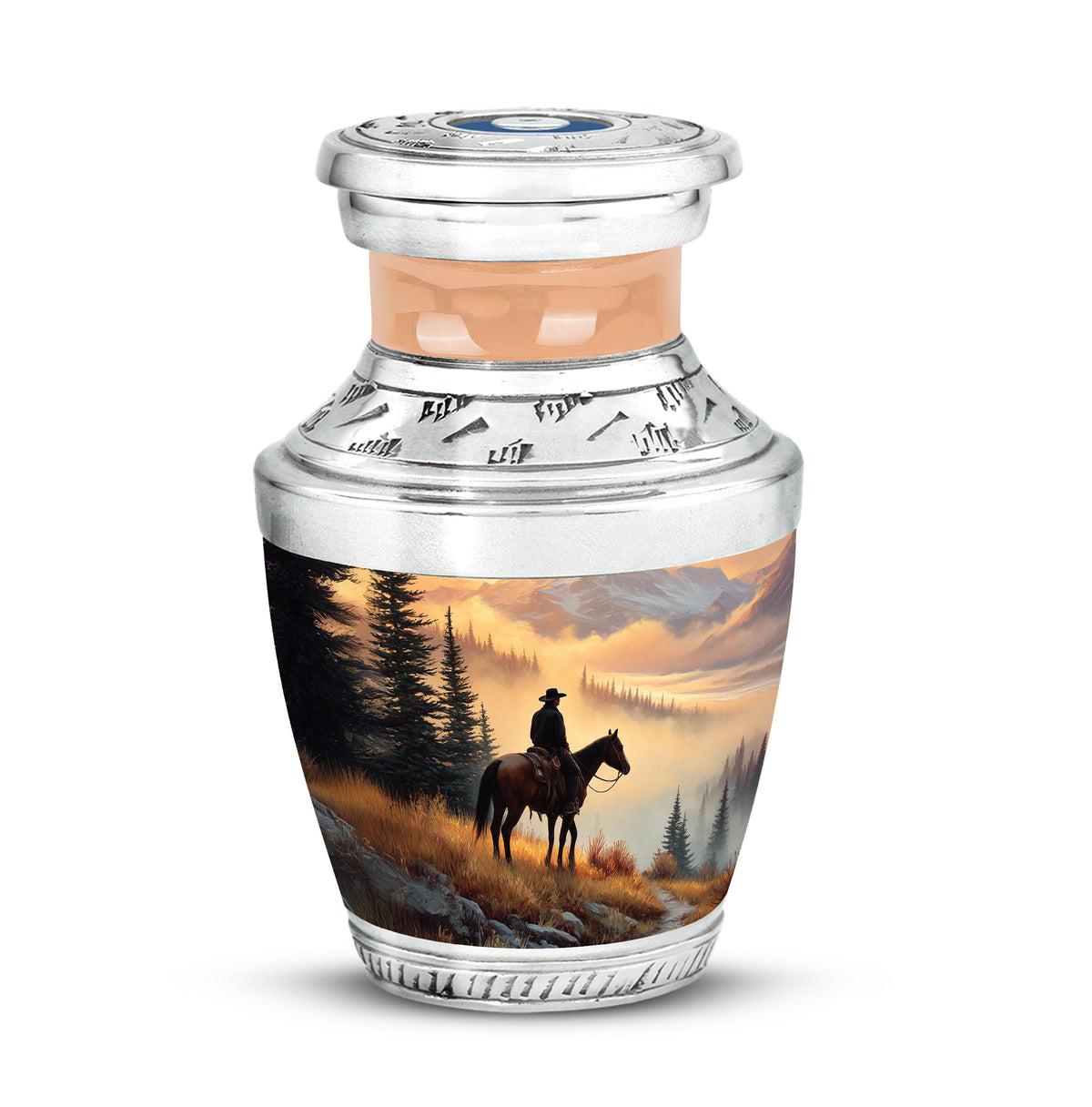 Luminous Gold Cowboy Keepsake Urn for Human Ashes - Yatskia