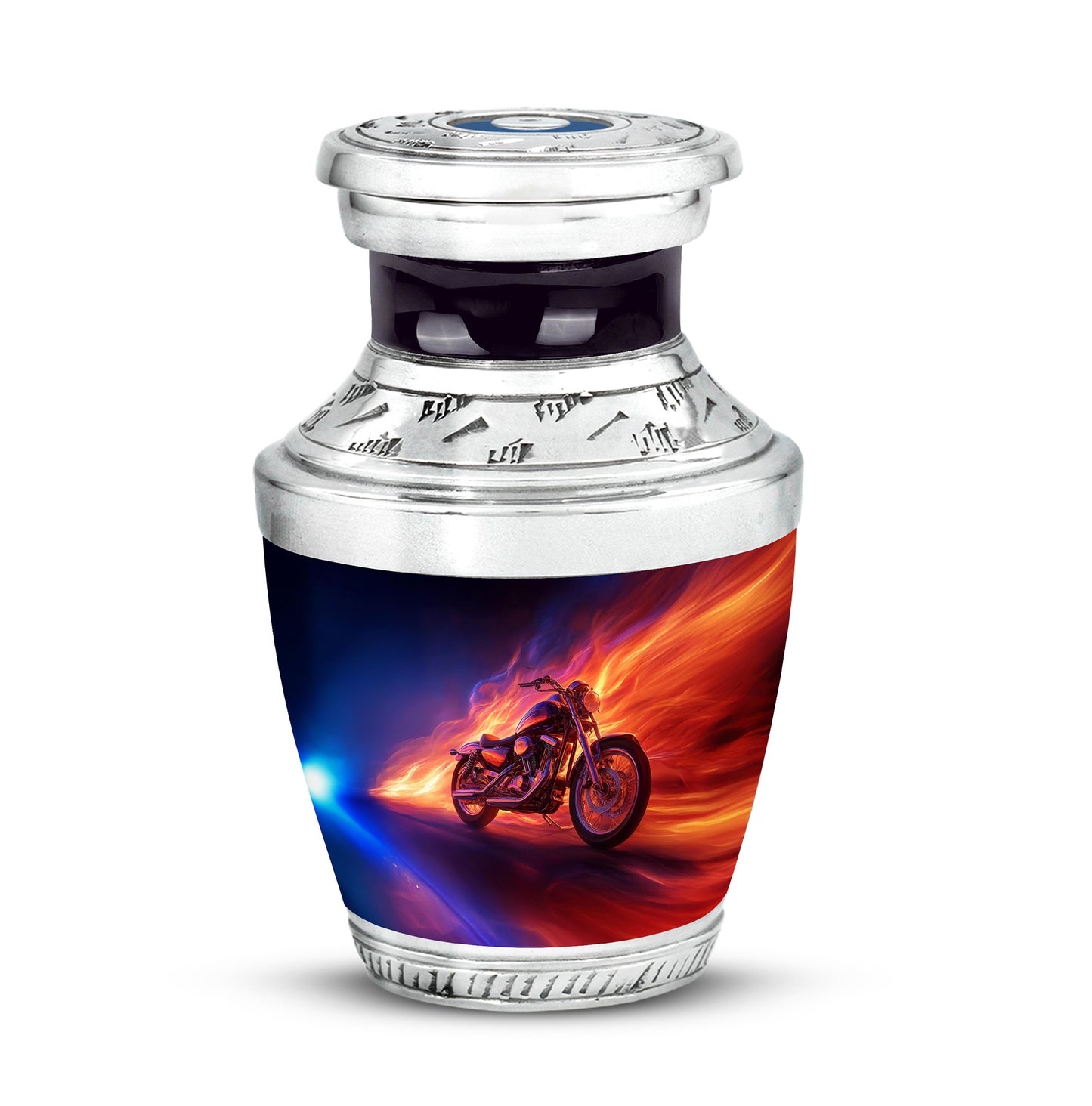 Personalized Blue Cherished Bike Cremation Urns for Human Ashes - 10-inch, 200 cu in - Yatskia