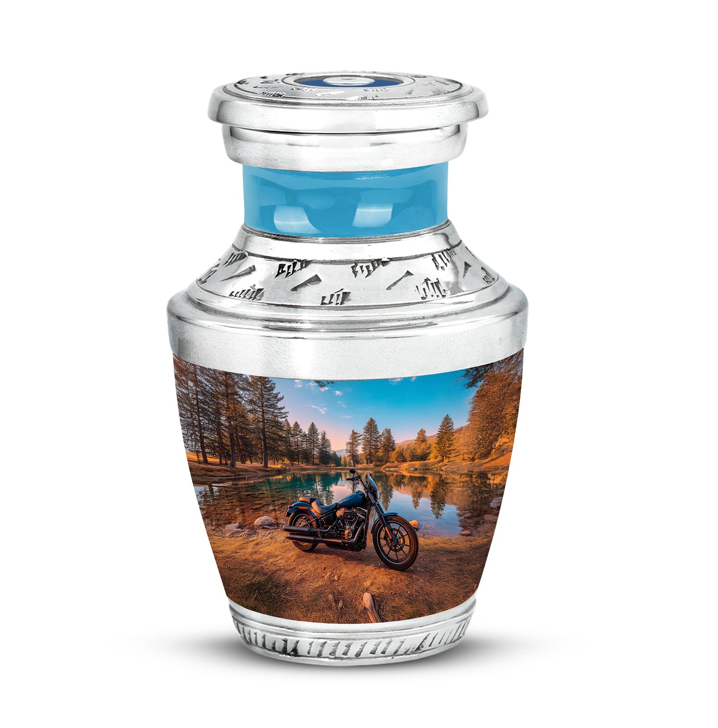 Teal Treasured Bike Cremation Urns for Human Ashes - 10-inch, 200 cu in - Yatskia