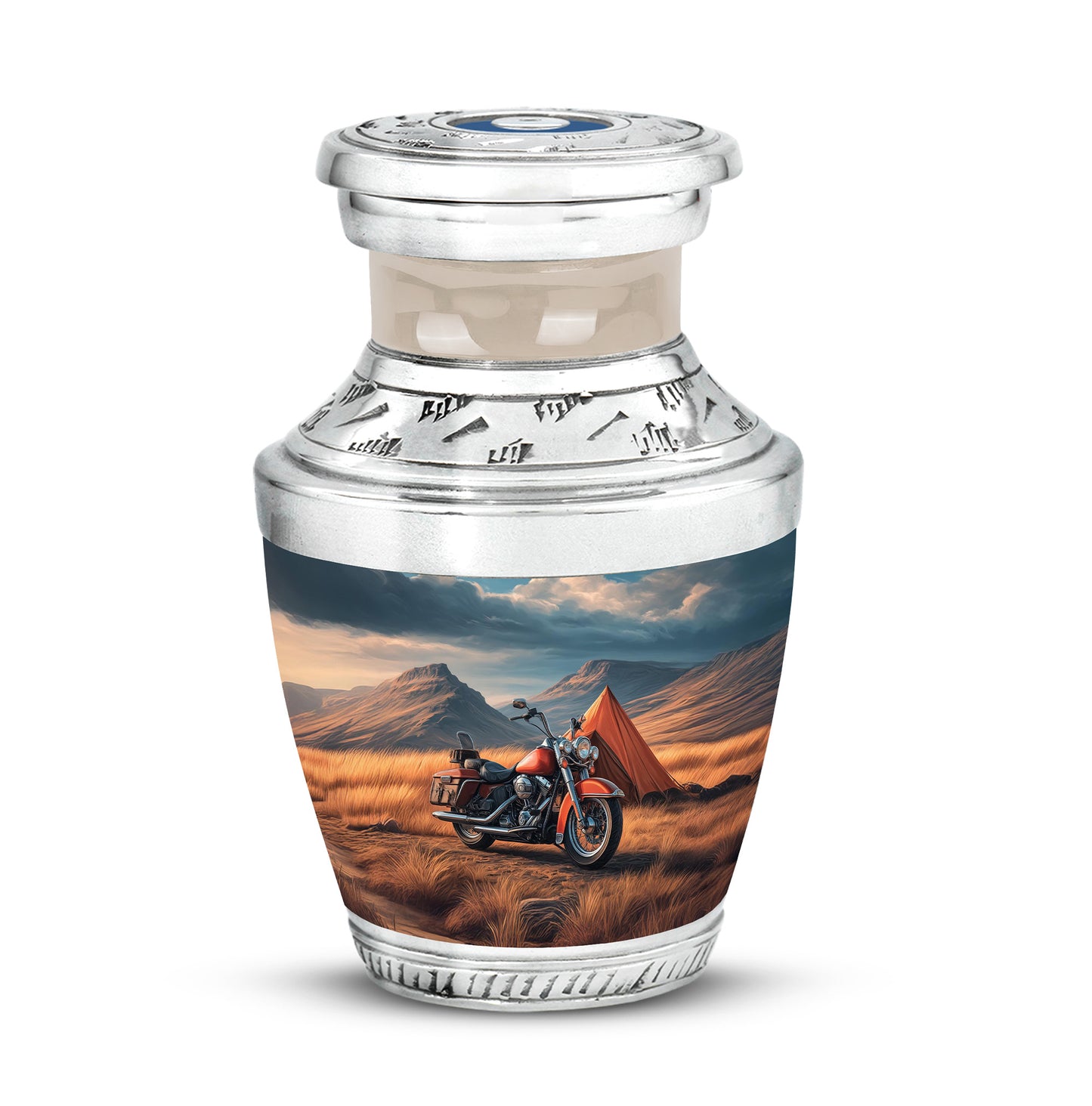 Personalized Blue Bike Cremation Urns for Ashes - Captivating 10-inch - Yatskia