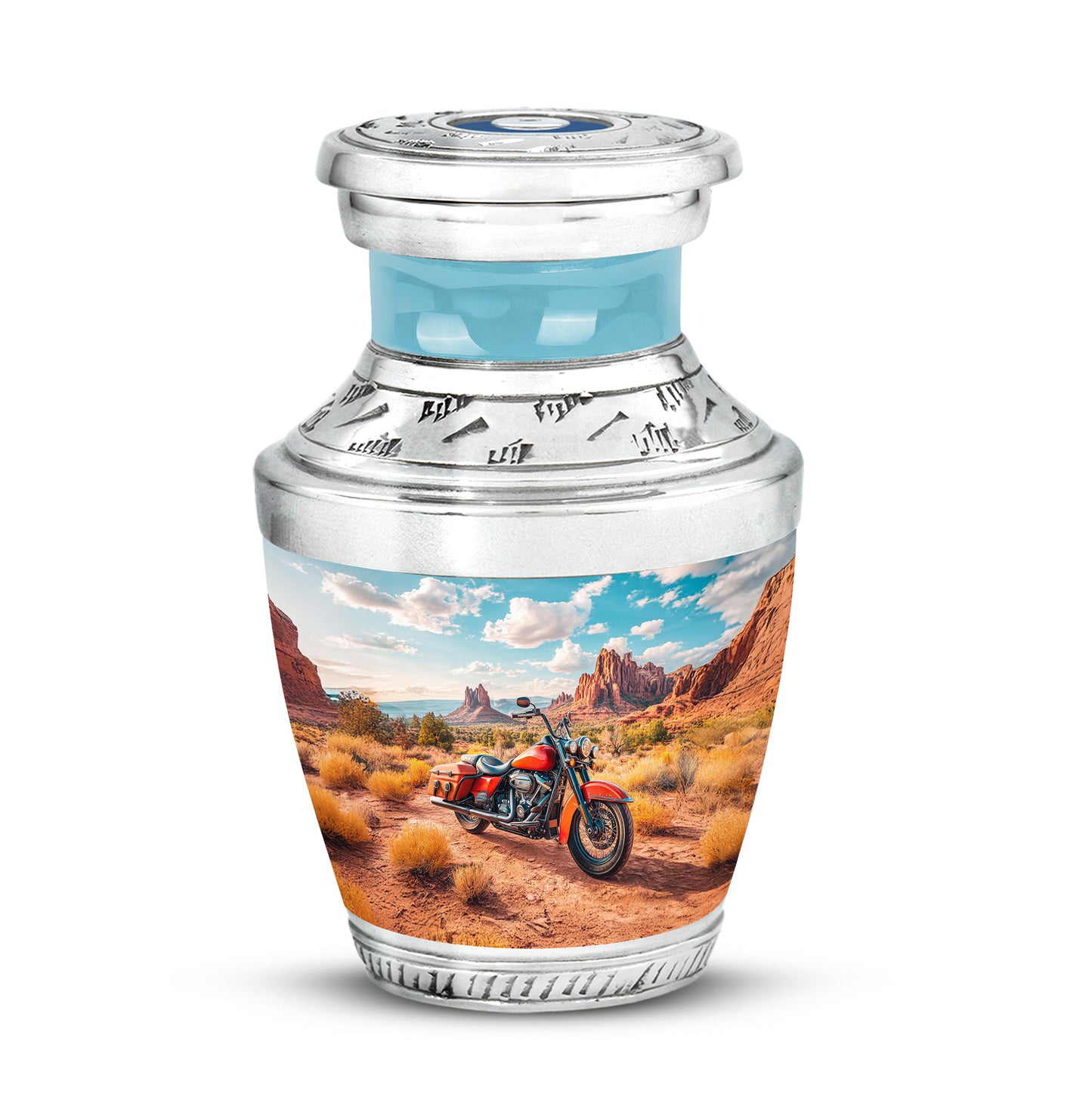 Divine Teal Bike Cremation Urn for Ashes - 10-inch, 200 cu in - Yatskia