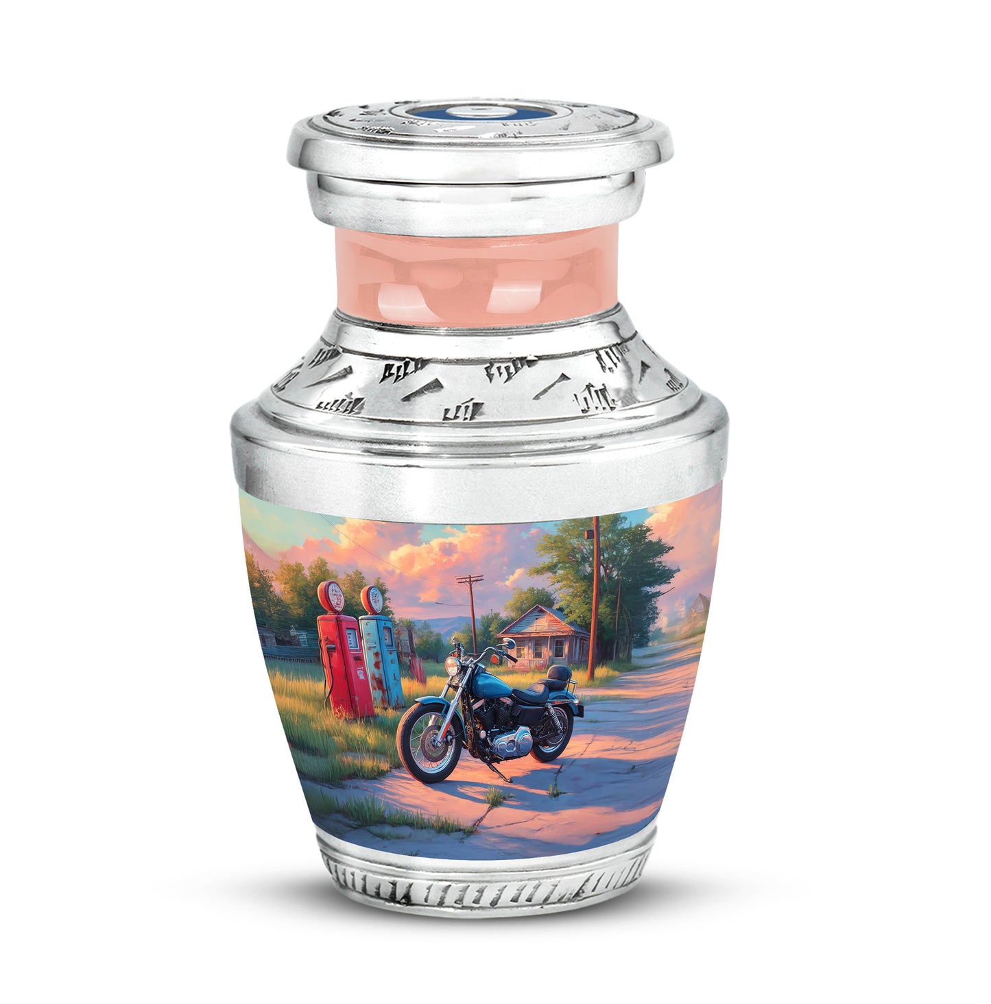 Personalized Blue Bike Cremation Urns for Ashes - Peaceful 10-inch - Yatskia
