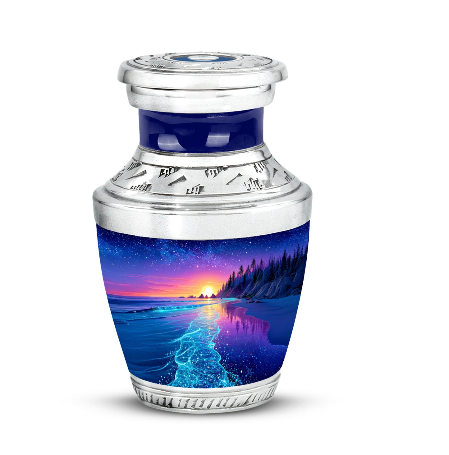 Lustrous Beach Cremation Urns for Human Ashes - Blue 10-inch - Yatskia
