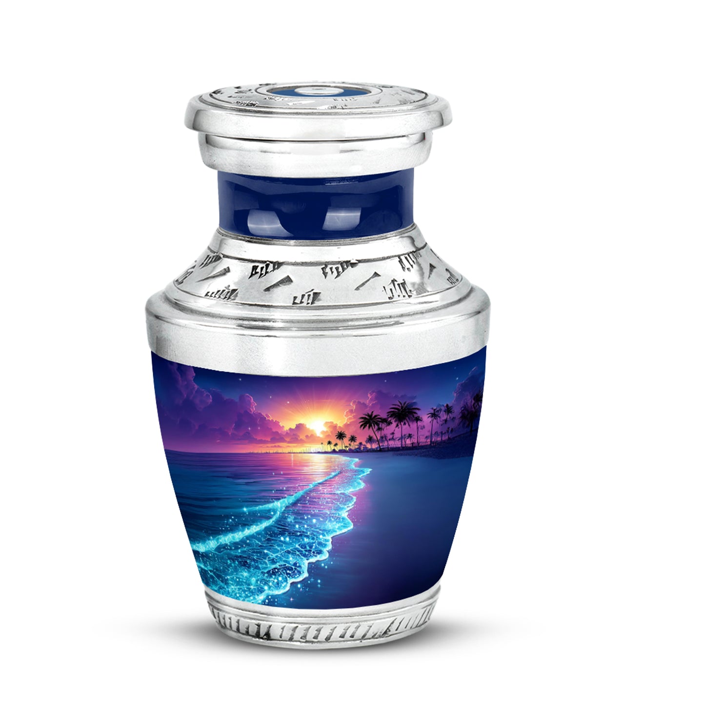 Dignified Blue Beach Cremation Urn for Ashes - 10-inch, 200 cu in - Yatskia