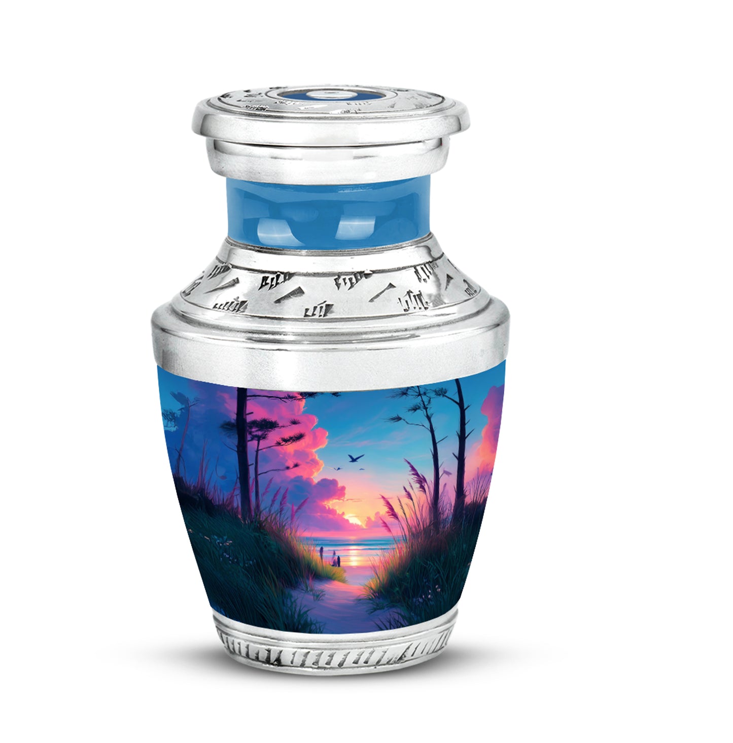 Blue Sacred Beach Cremation Urns for Human Ashes - 10-inch, 200 cu in - Yatskia