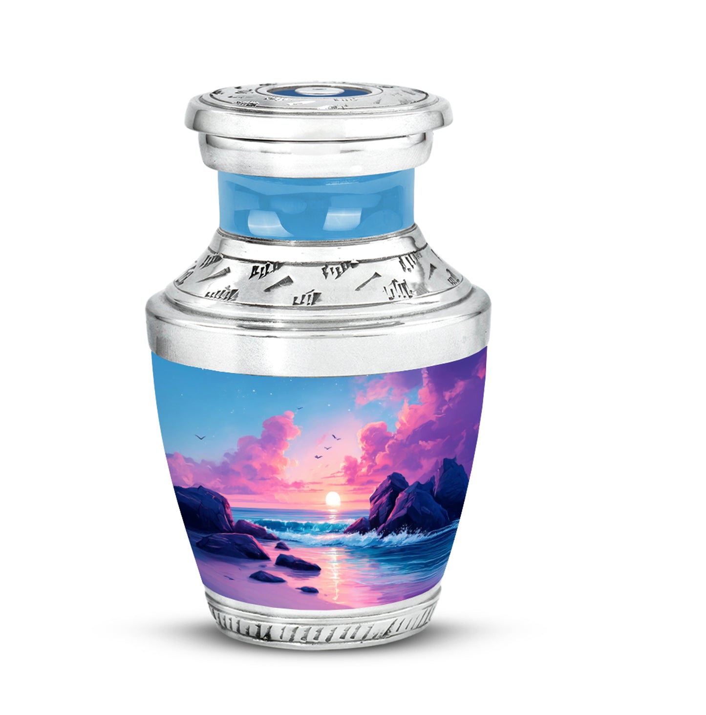 Personalized Seraphic Beach Cremation Urns - Blue 10-inch, 200 cu in - Yatskia