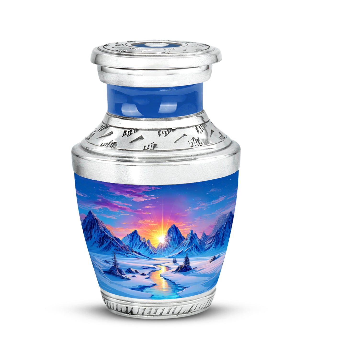 Distinguished Blue Beach Cremation Urn for Ashes - 10-inch, 200 cu in - Yatskia