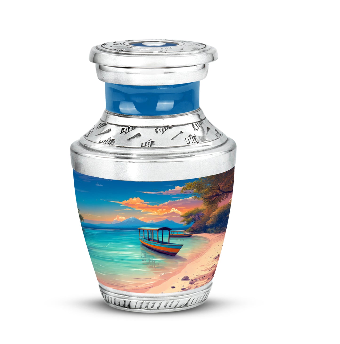 Blue Beach Blessing Cremation Urns for Human Ashes - 10-inch, 200 cu in - Yatskia