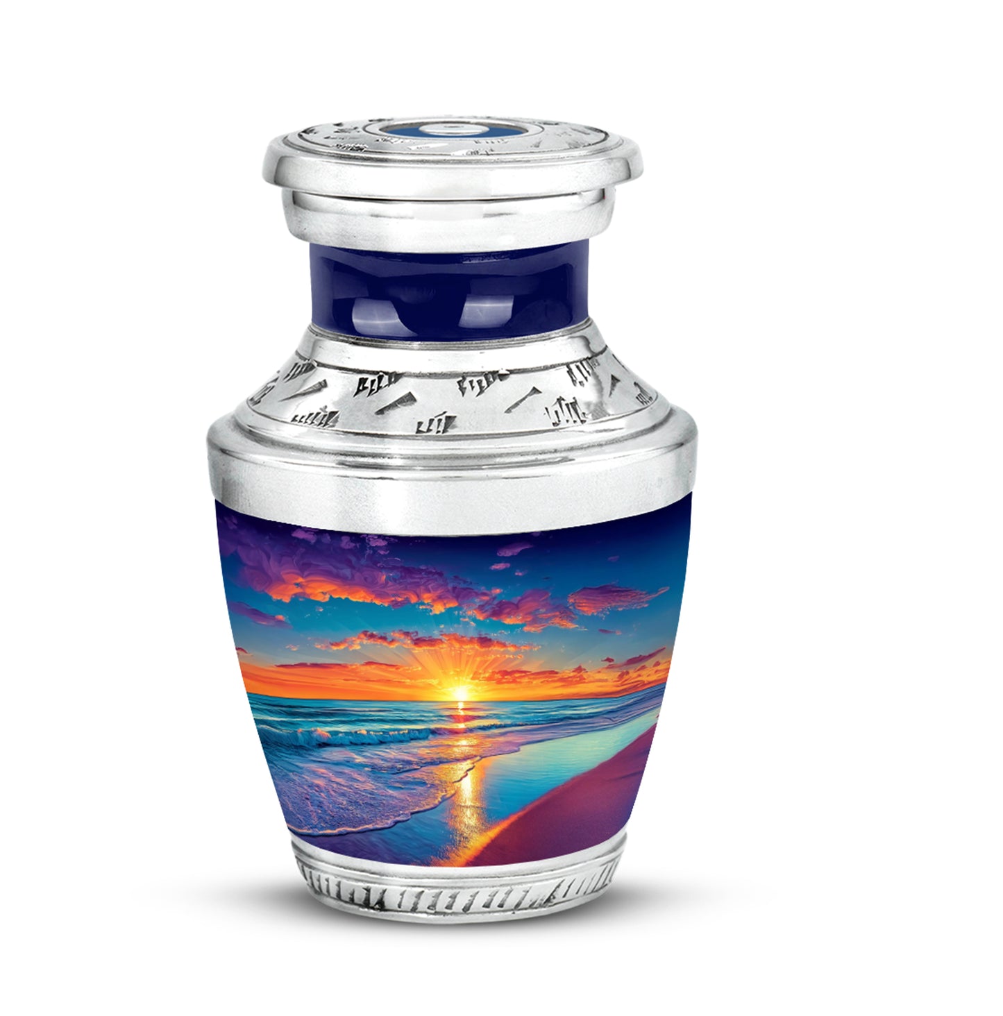 Lustrous Beach Cremation Urns for Human Ashes - Blue 10-inch - Yatskia