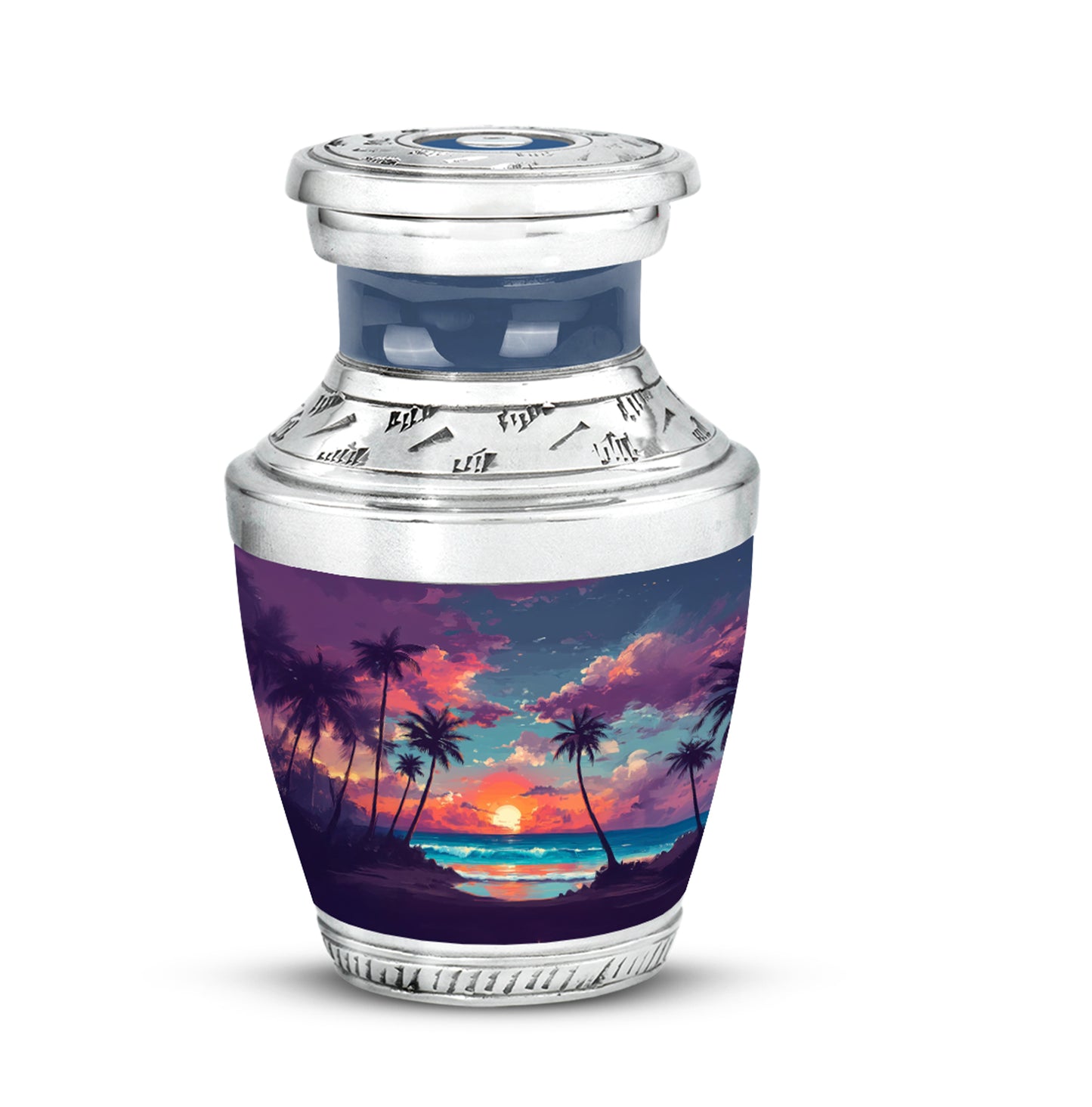 Blue Beach Tribute Cremation Urns for Human Ashes - 10-inch, 200 cu in - Yatskia