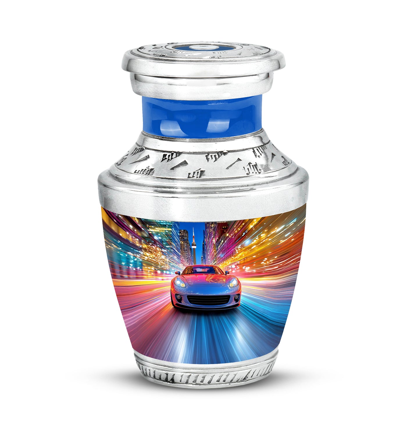 Blue Breathtaking Car Memorial Urn for Ashes - Yatskia