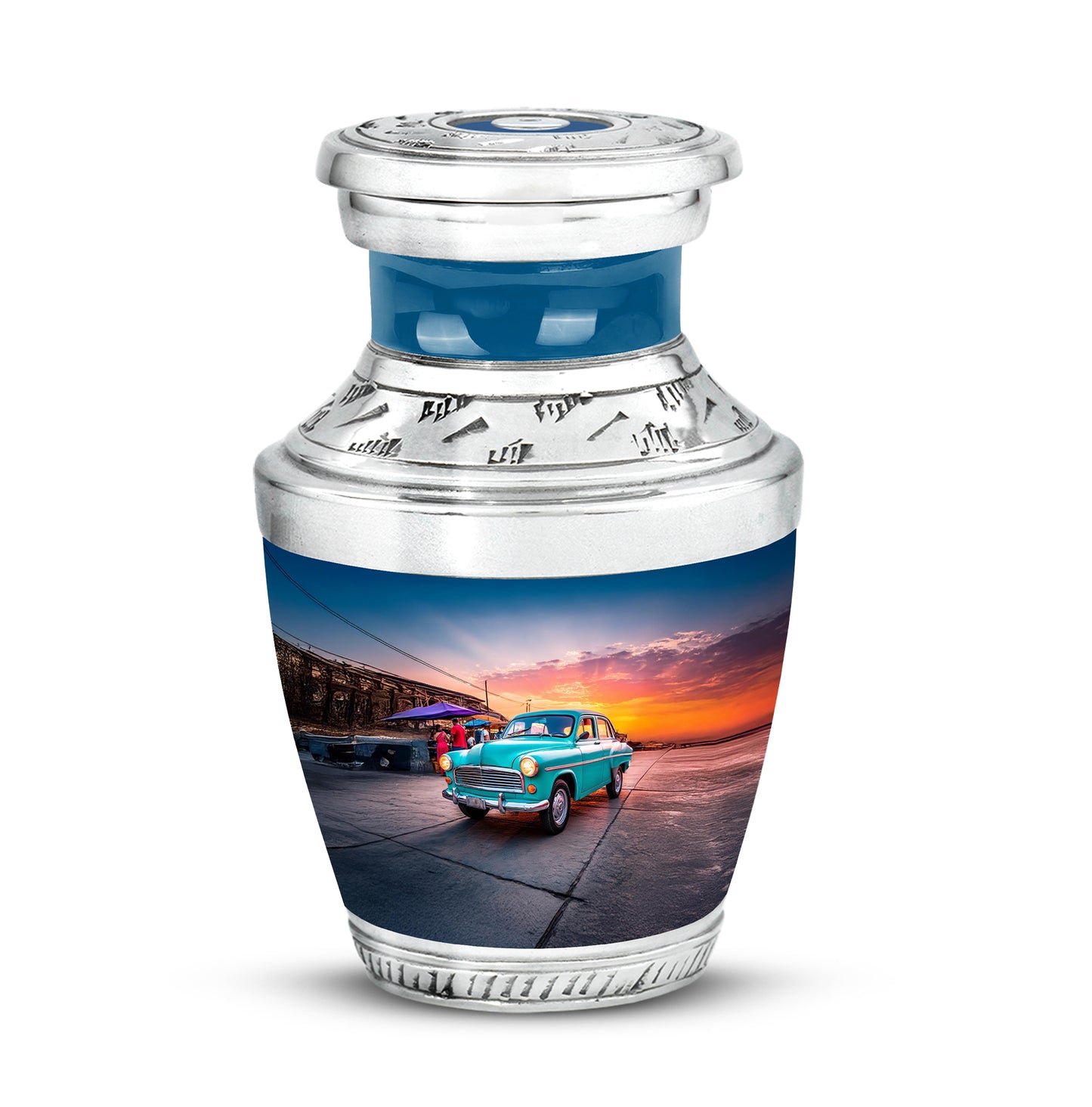 Blue Breathtaking Car Memorial Urn for Ashes - Yatskia