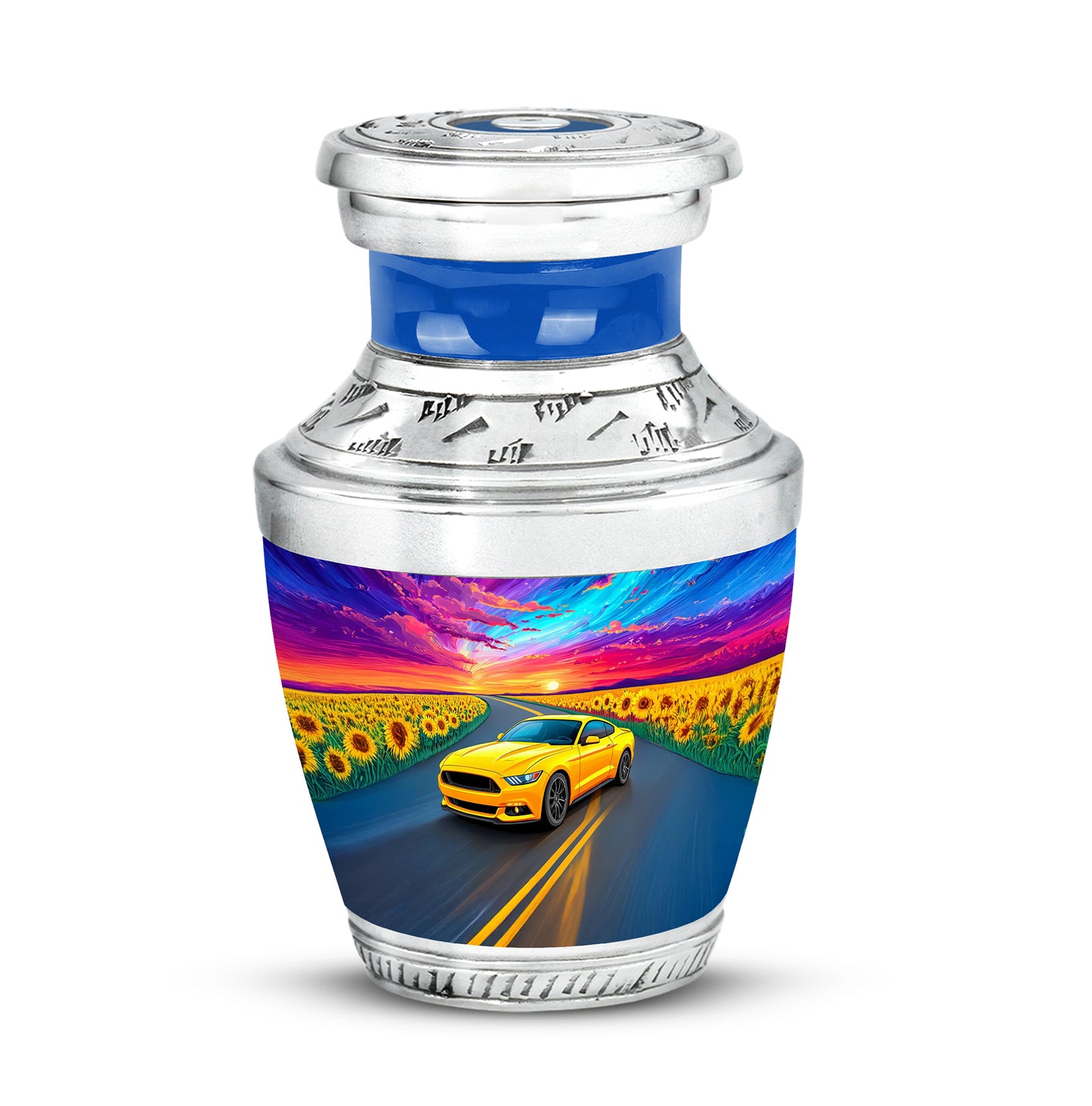 Dignified Blue Car Cremation Urn for Ashes - Yatskia