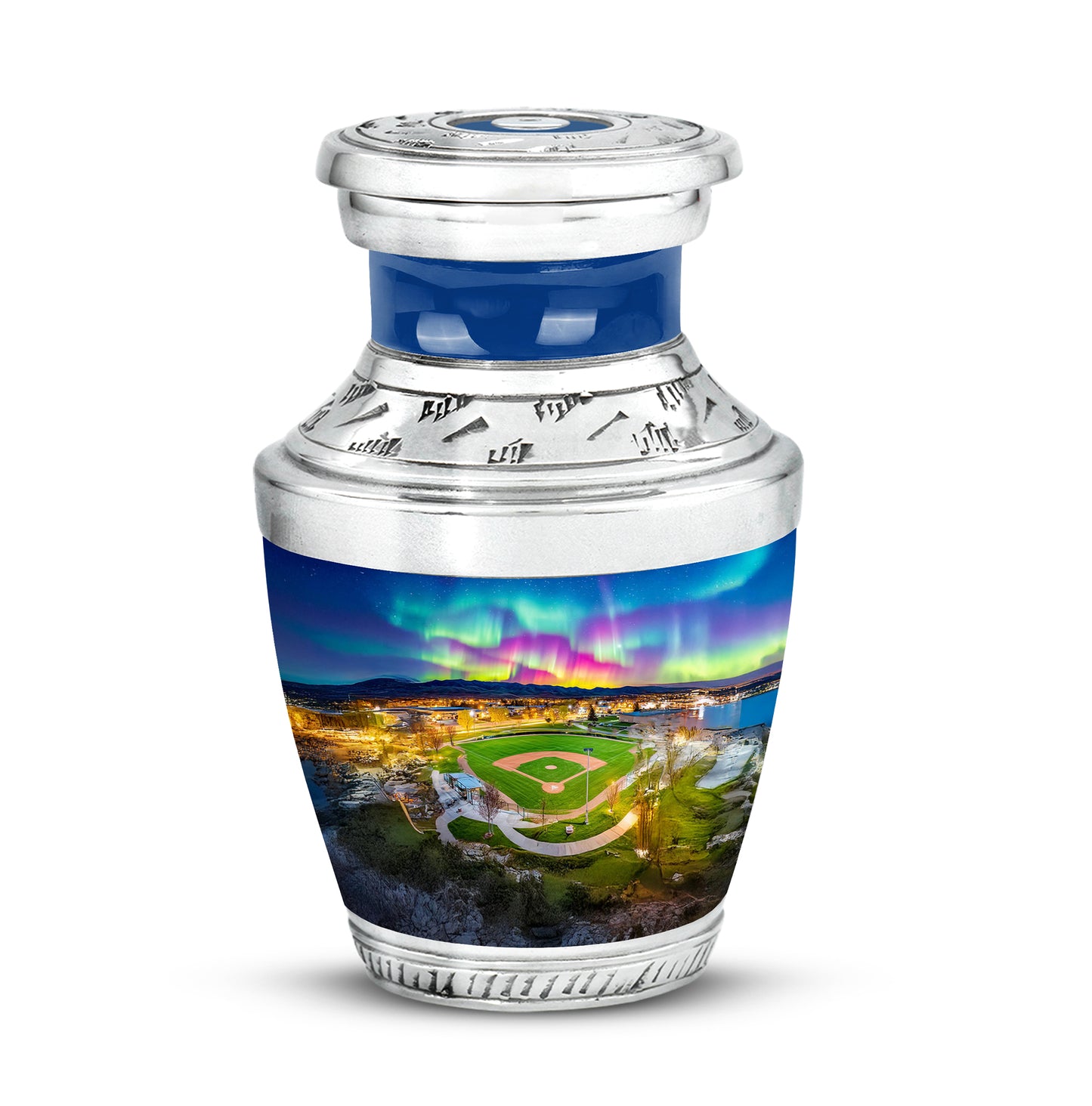 Personalized Blue Sovereign Baseball Cremation Urns for Human Ashes - 10-inch, 200 cu in - Yatskia