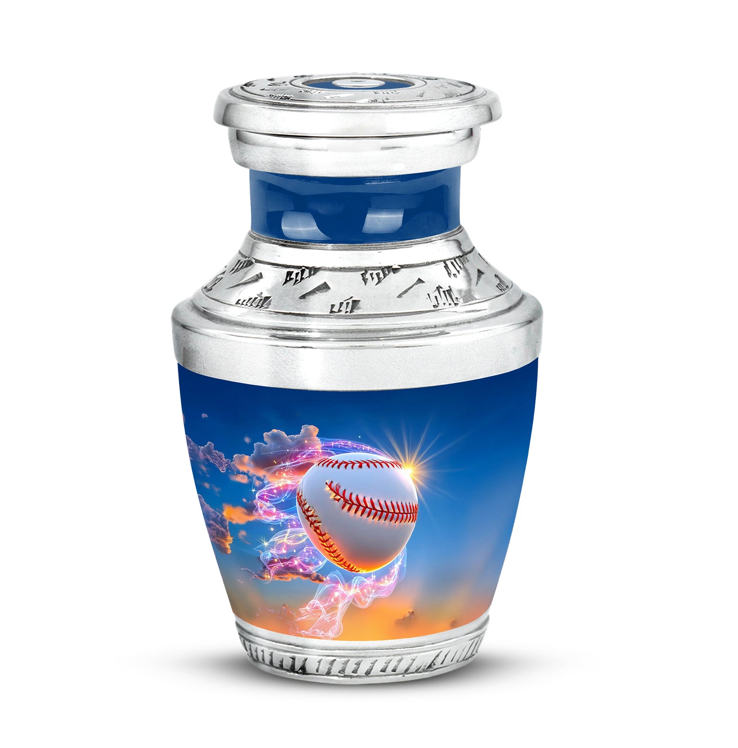 Personalized Blue Revered Baseball Cremation Urns for Human Ashes - 10-inch, 200 cu in - Yatskia