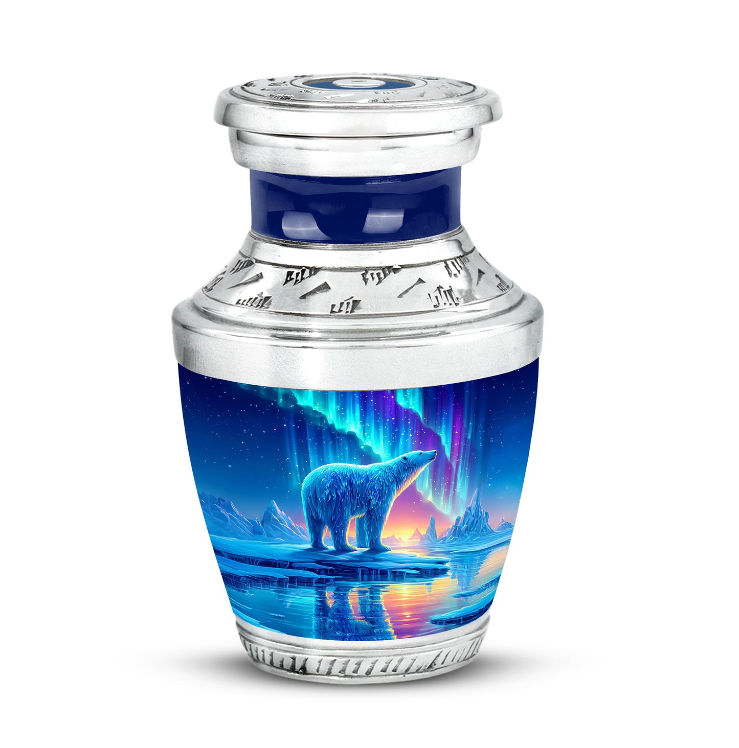 Ethereal Bear Memorial Cremation Urns - Blue 10-inch, 200 cu in - Yatskia