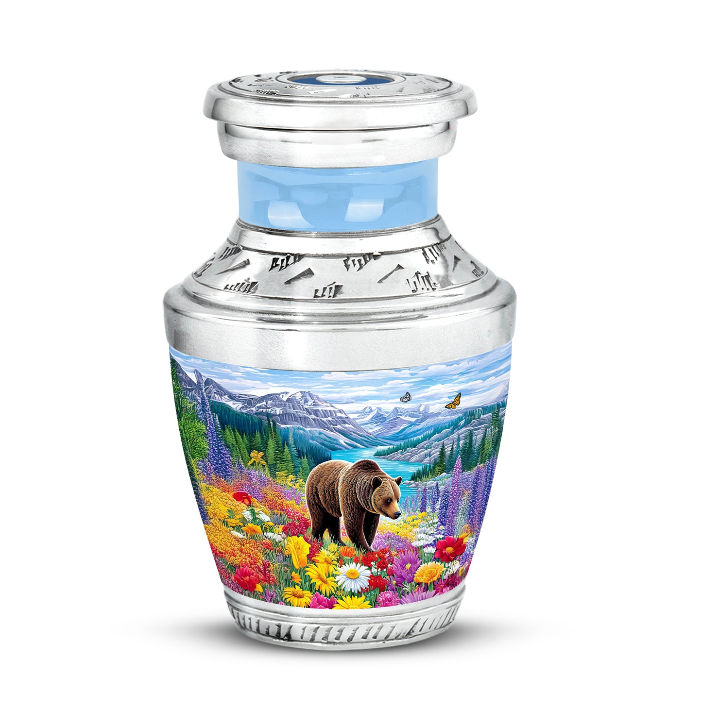 Personalized Bear Cremation Urns - Eminent Blue 10-inch, 200 cu in - Yatskia